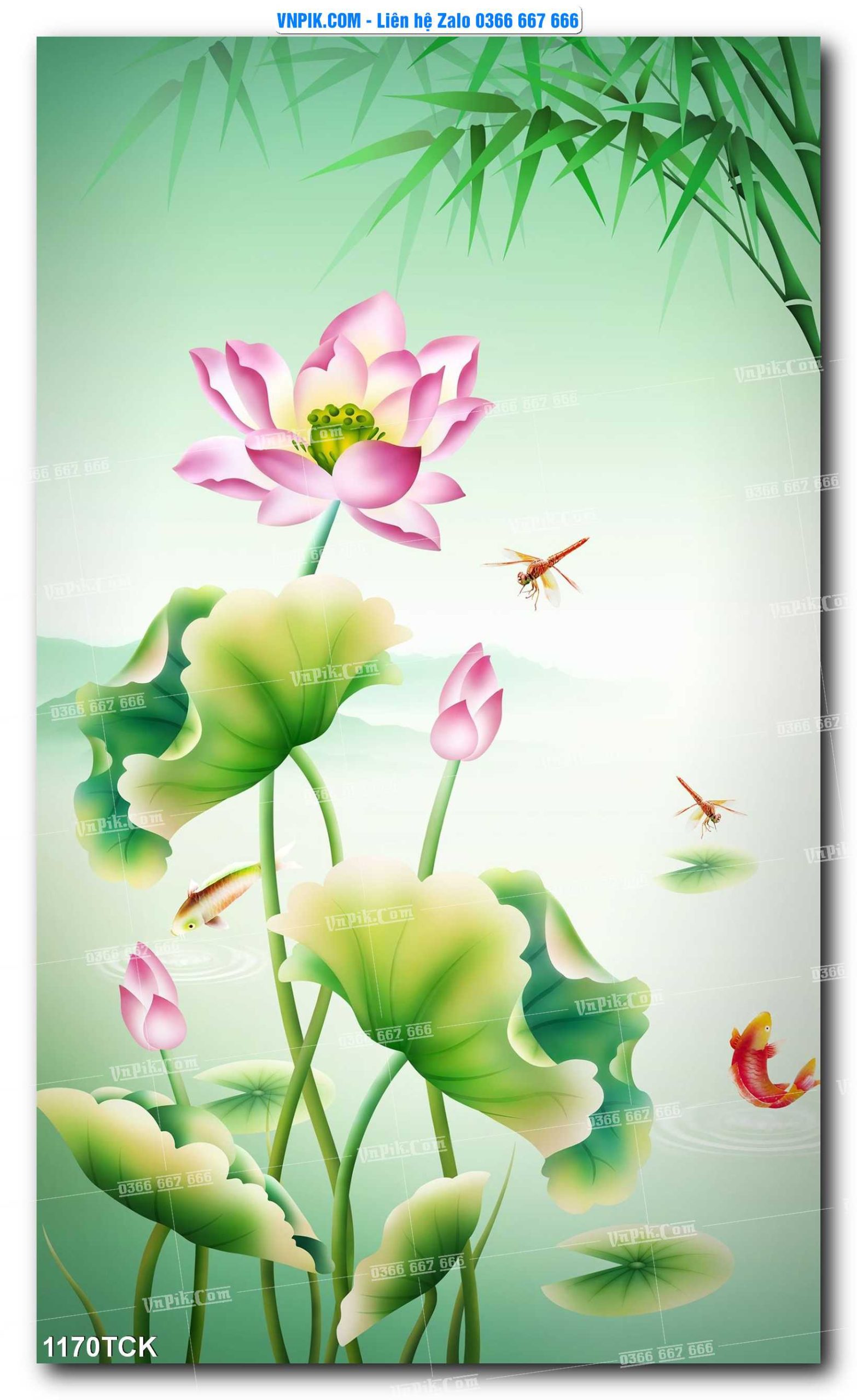 Tranh Hoa Sen – Cá Koi – Cá Chép 1167TCK
