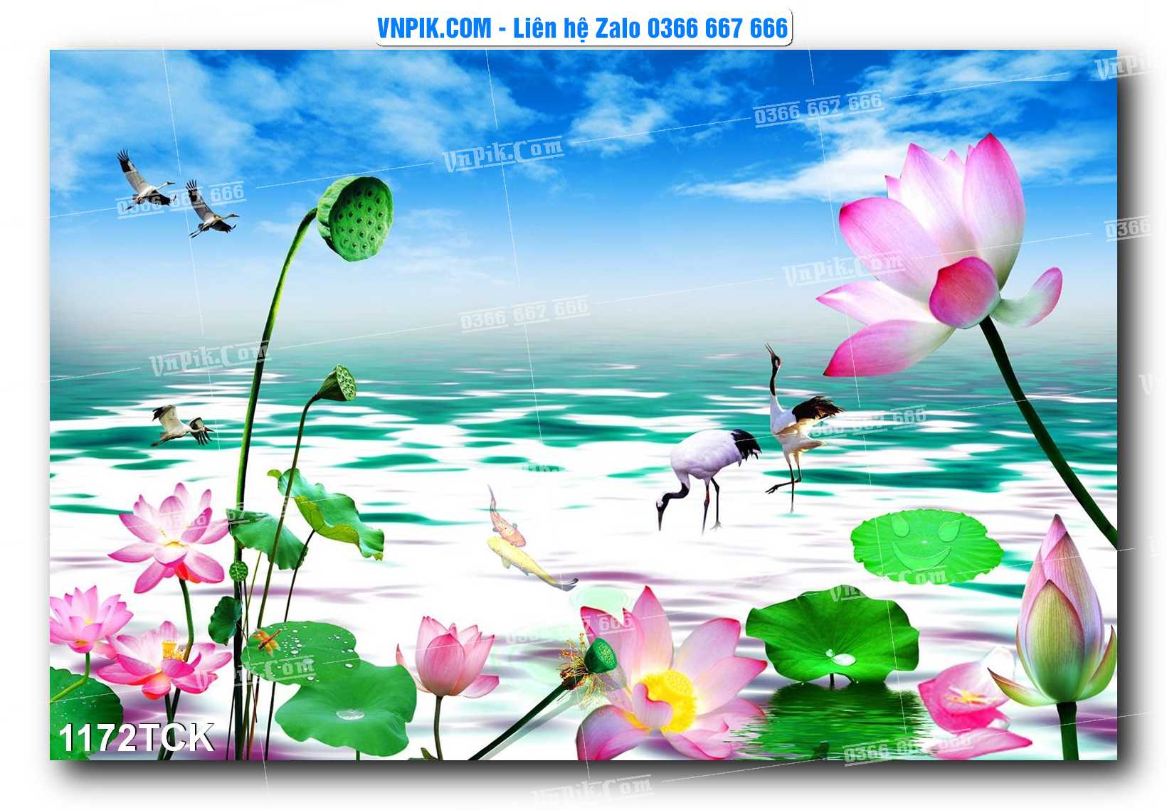 Tranh Hoa Sen – Cá Koi – Cá Chép 1172TCK