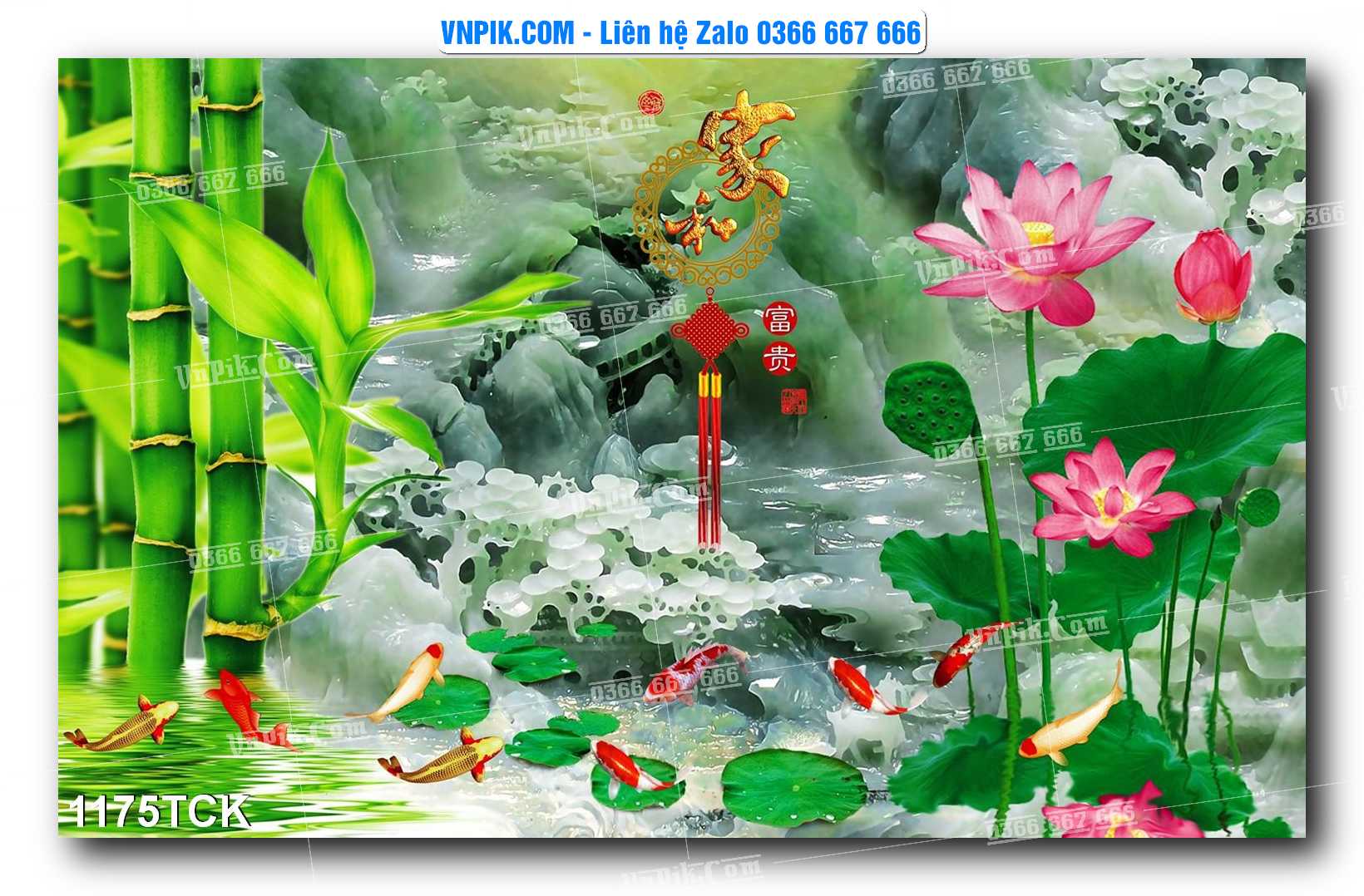 Tranh Hoa Sen – Cá Koi – Cá Chép 1175TCK