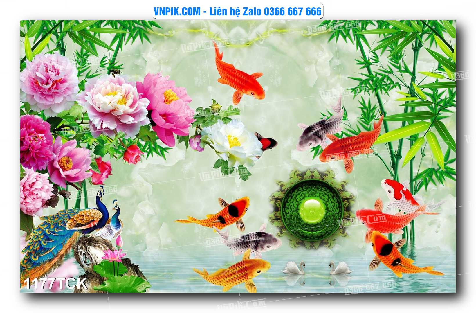 Tranh Hoa Sen – Cá Koi – Cá Chép 1177TCK