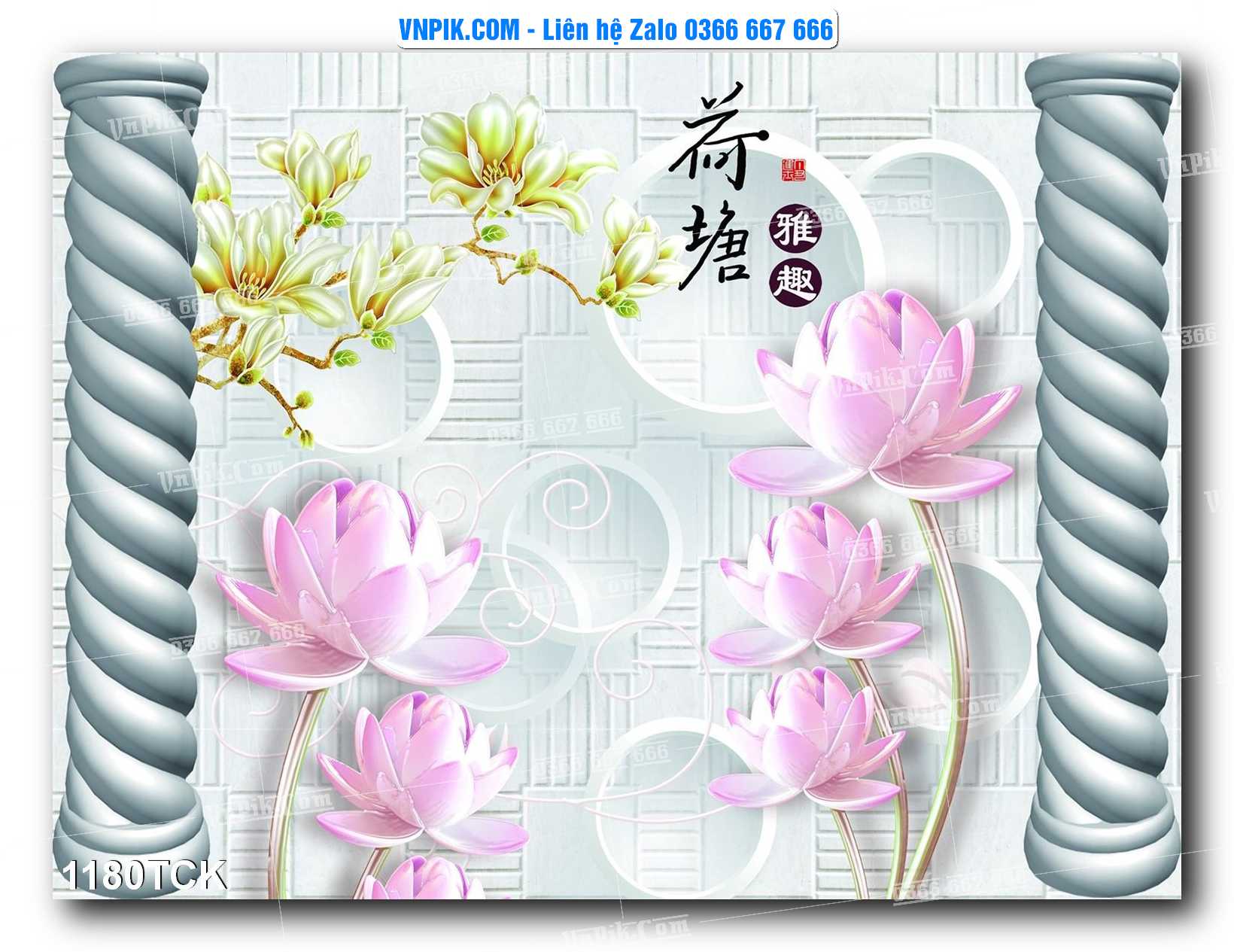 Tranh Hoa Sen – Cá Koi – Cá Chép 1180TCK