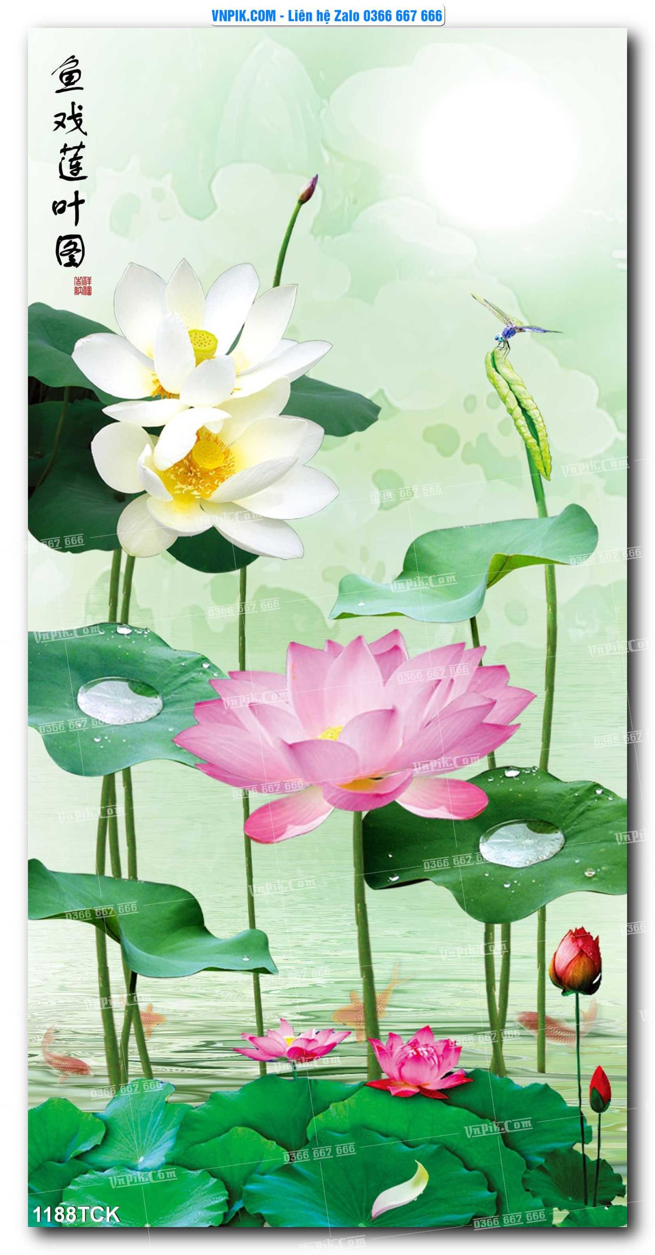 Tranh Hoa Sen – Cá Koi – Cá Chép 1185TCK