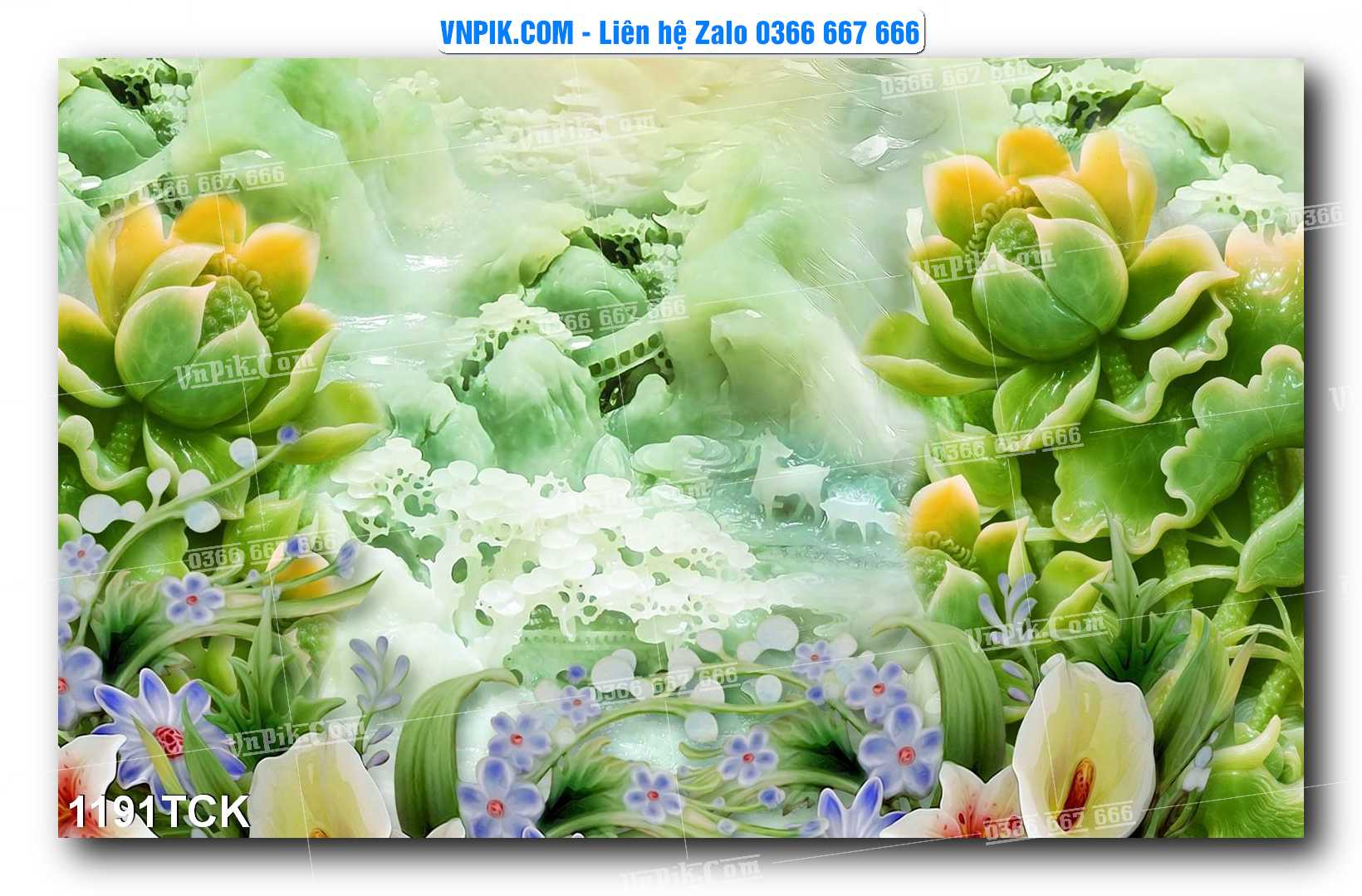 Tranh Hoa Sen – Cá Koi – Cá Chép 1191TCK
