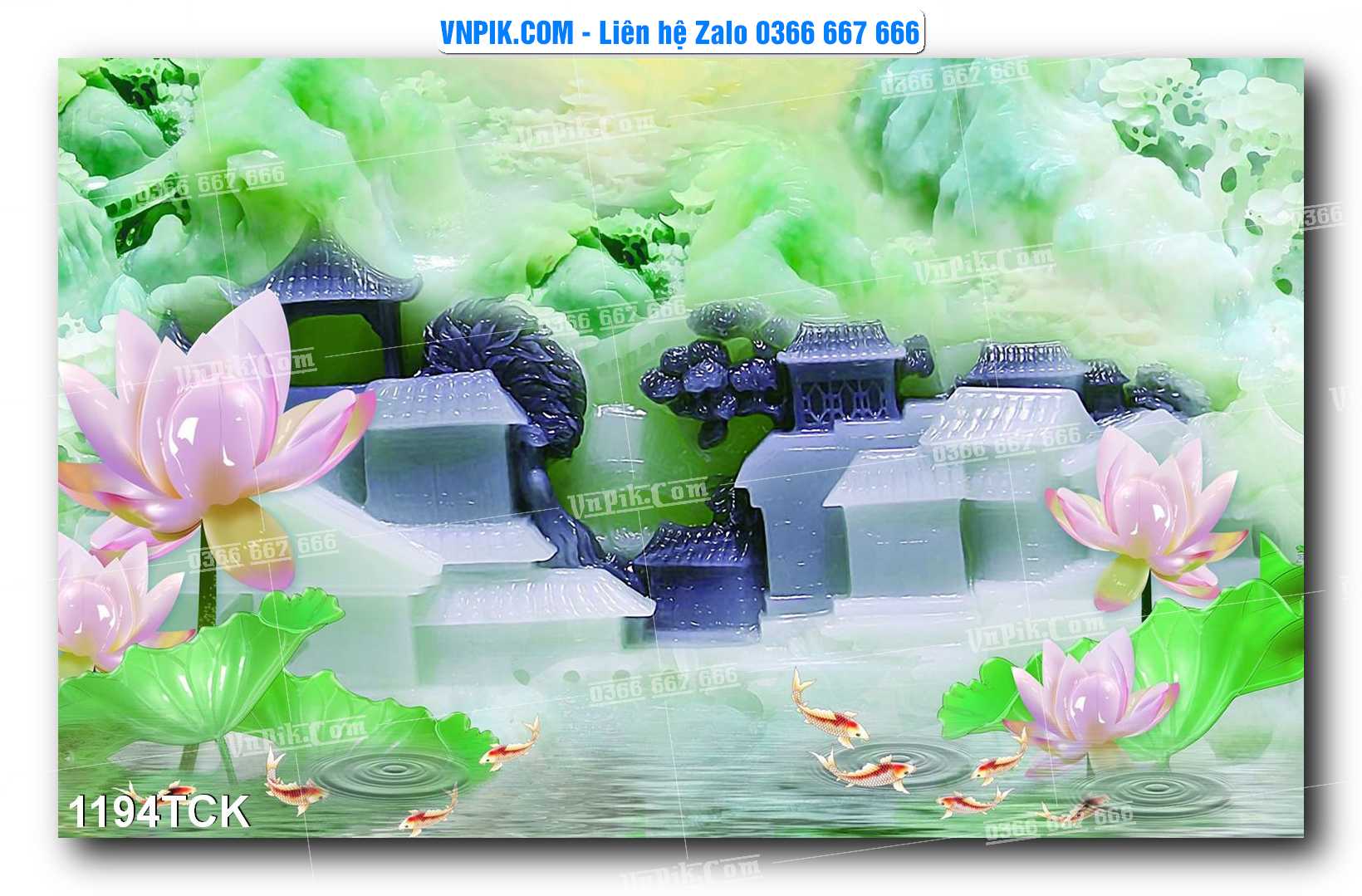 Tranh Hoa Sen – Cá Koi – Cá Chép 1194TCK