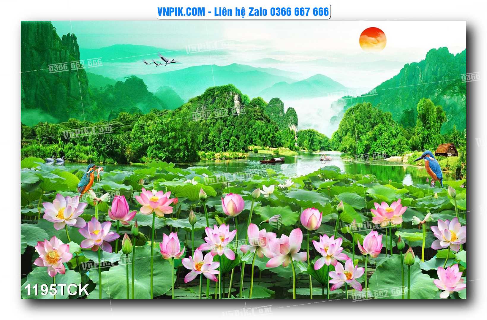 Tranh Hoa Sen – Cá Koi – Cá Chép 1192TCK