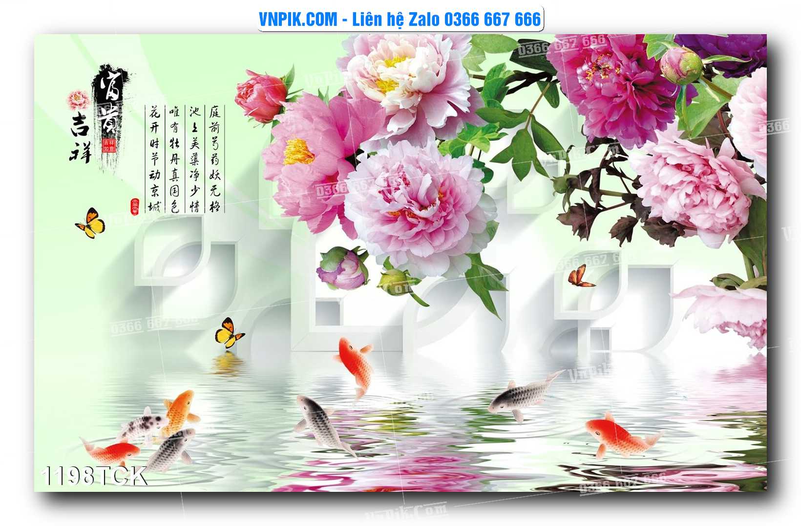 Tranh Hoa Sen – Cá Koi – Cá Chép 1198TCK
