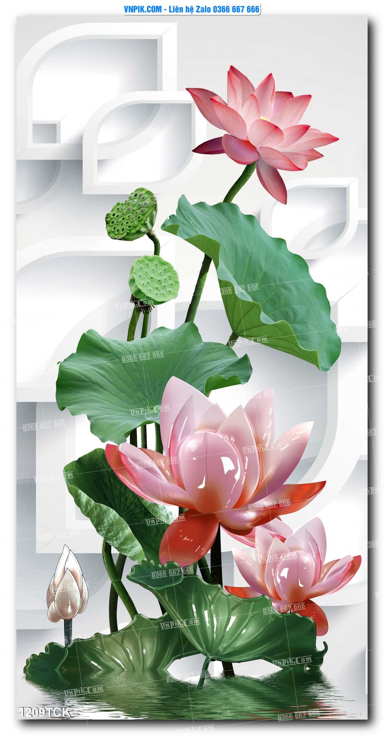 Tranh Hoa Sen – Cá Koi – Cá Chép 1209TCK