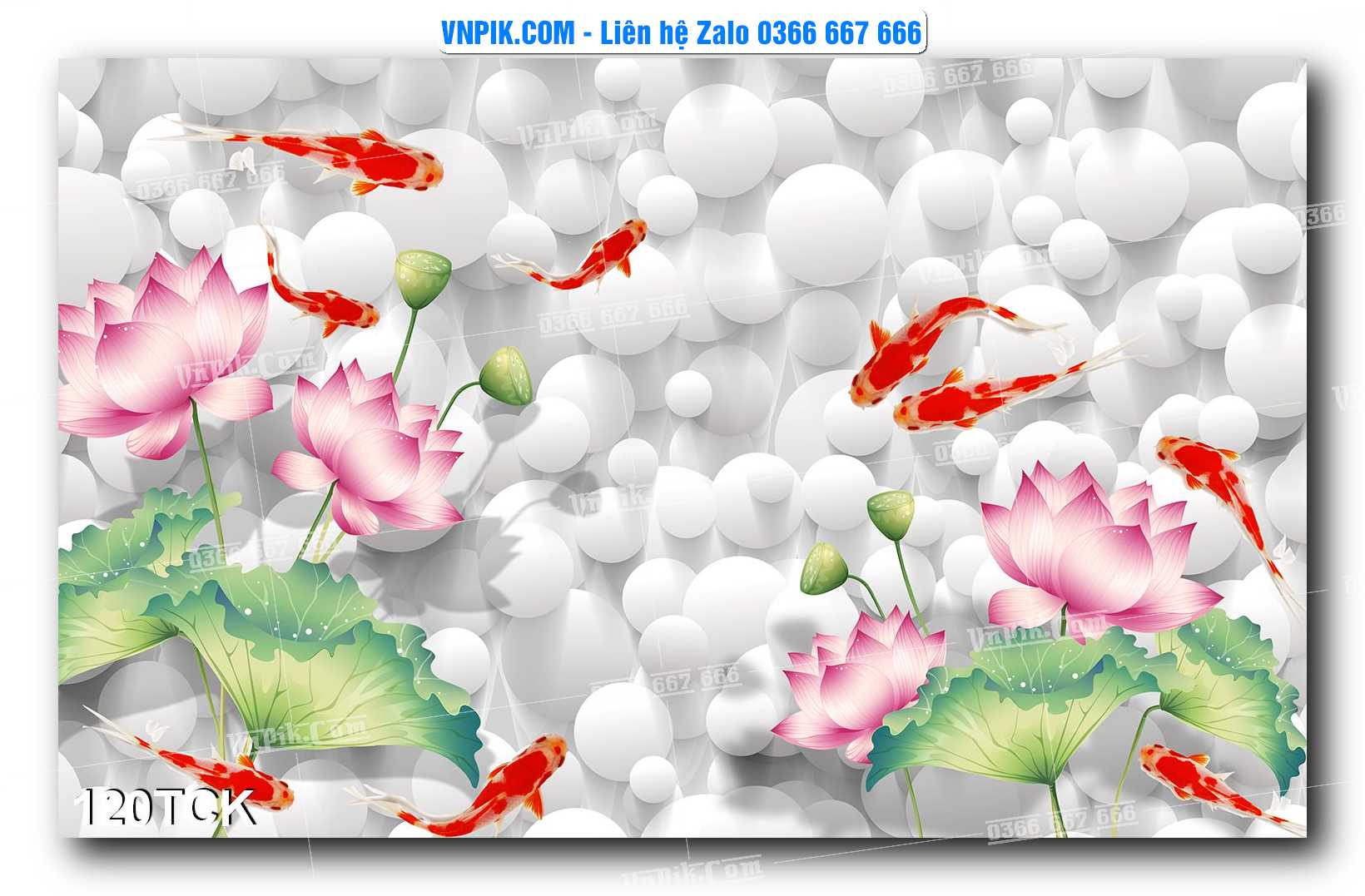 Tranh Hoa Sen – Cá Koi – Cá Chép  120TCK