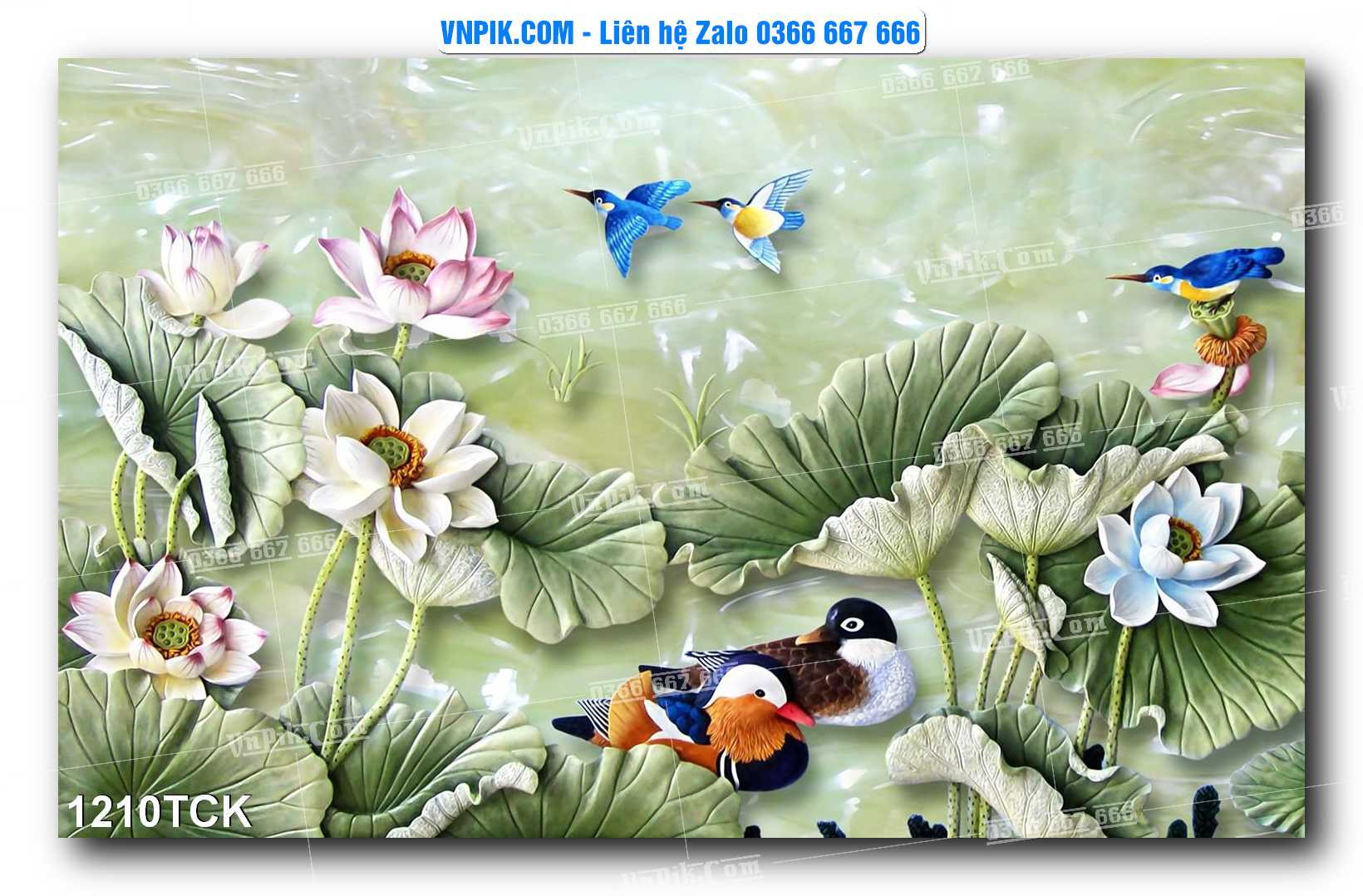 Tranh Hoa Sen – Cá Koi – Cá Chép 1207TCK