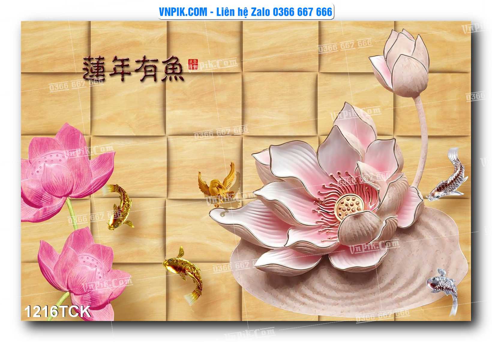 Tranh Hoa Sen – Cá Koi – Cá Chép 1216TCK