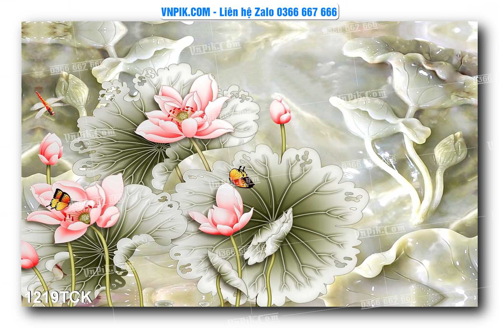Tranh Hoa Sen – Cá Koi – Cá Chép 1219TCK