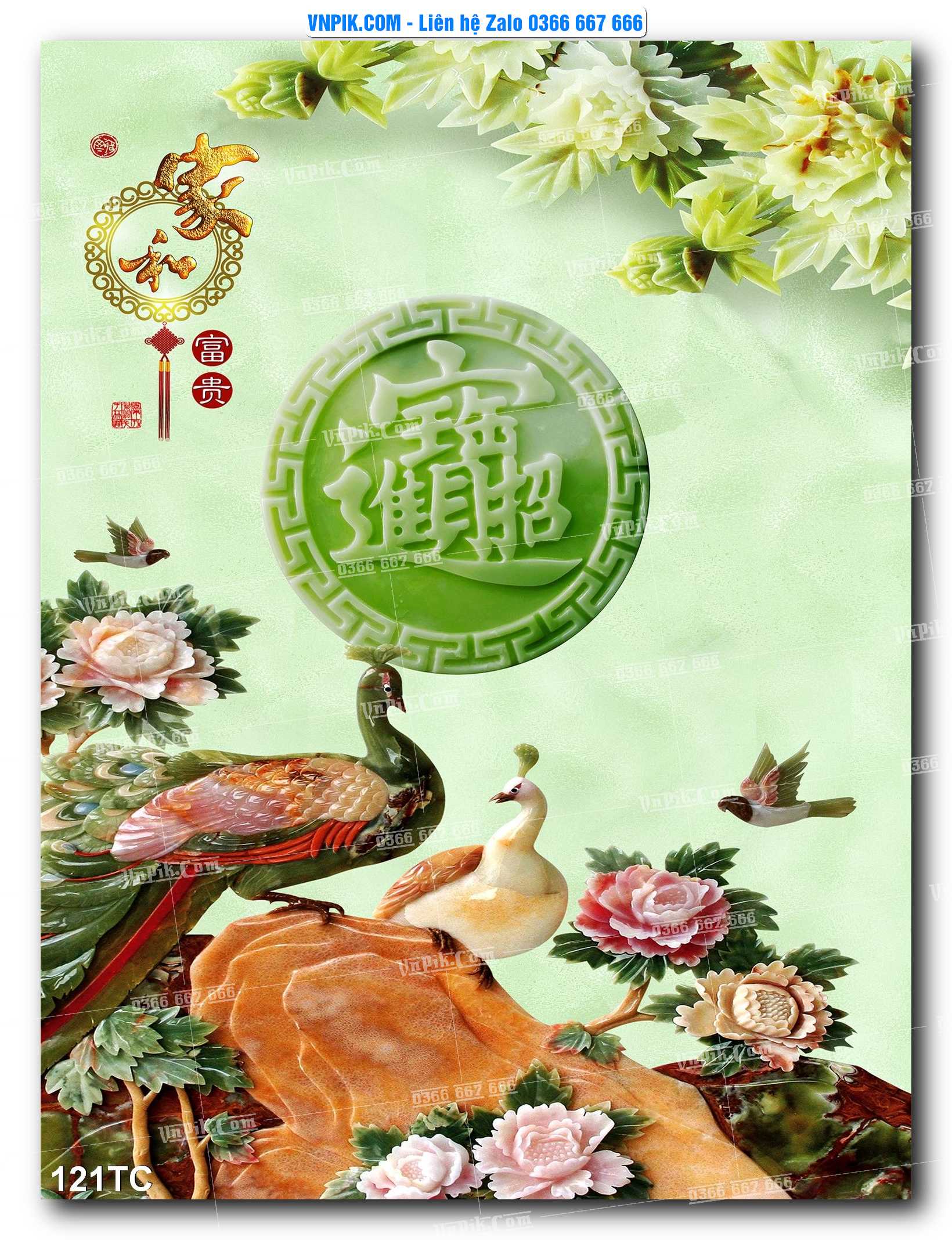 Tranh Treo Tường – Chim Công Hoa Mẫu Đơn 121TC