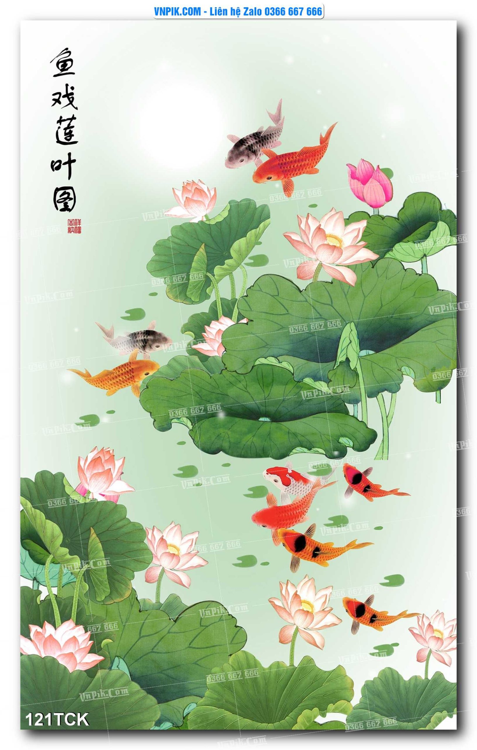 Tranh Hoa Sen – Cá Koi – Cá Chép  121TCK