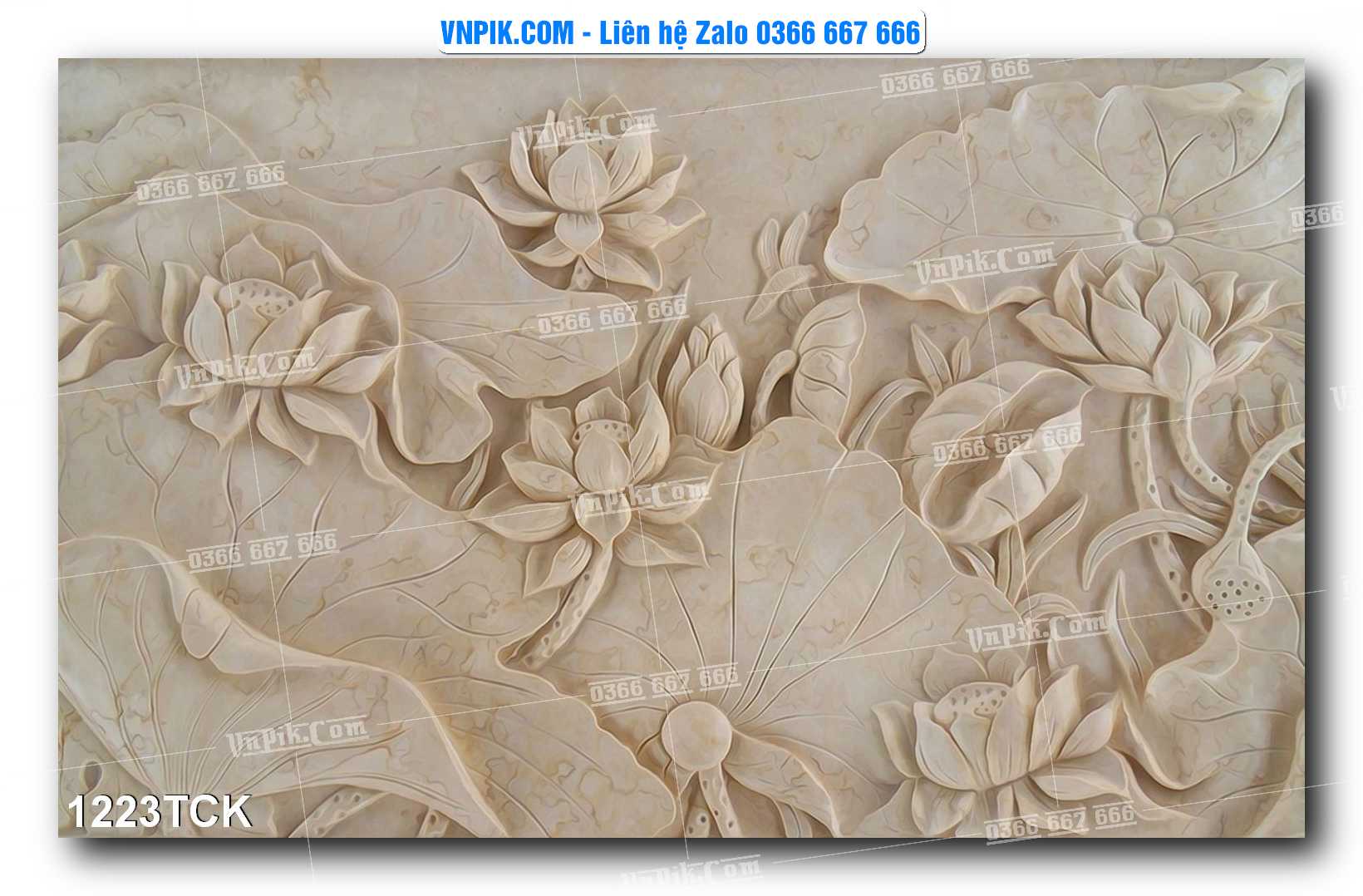 Tranh Hoa Sen – Cá Koi – Cá Chép 1223TCK