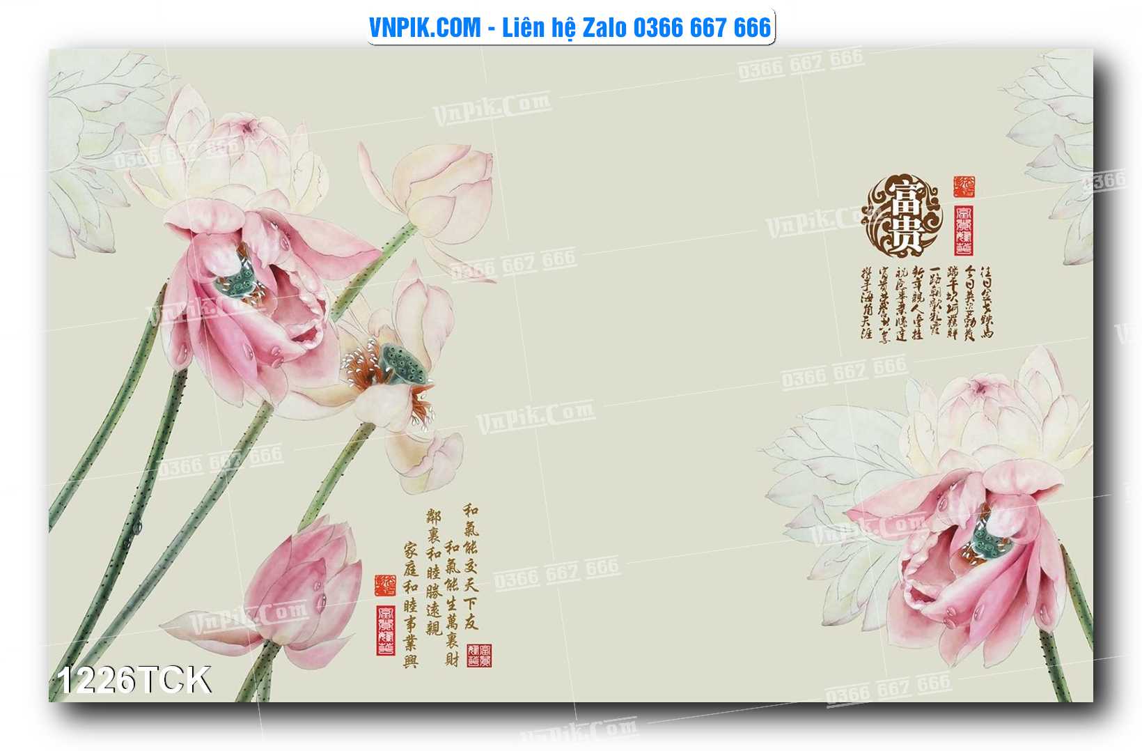 Tranh Hoa Sen – Cá Koi – Cá Chép 1226TCK