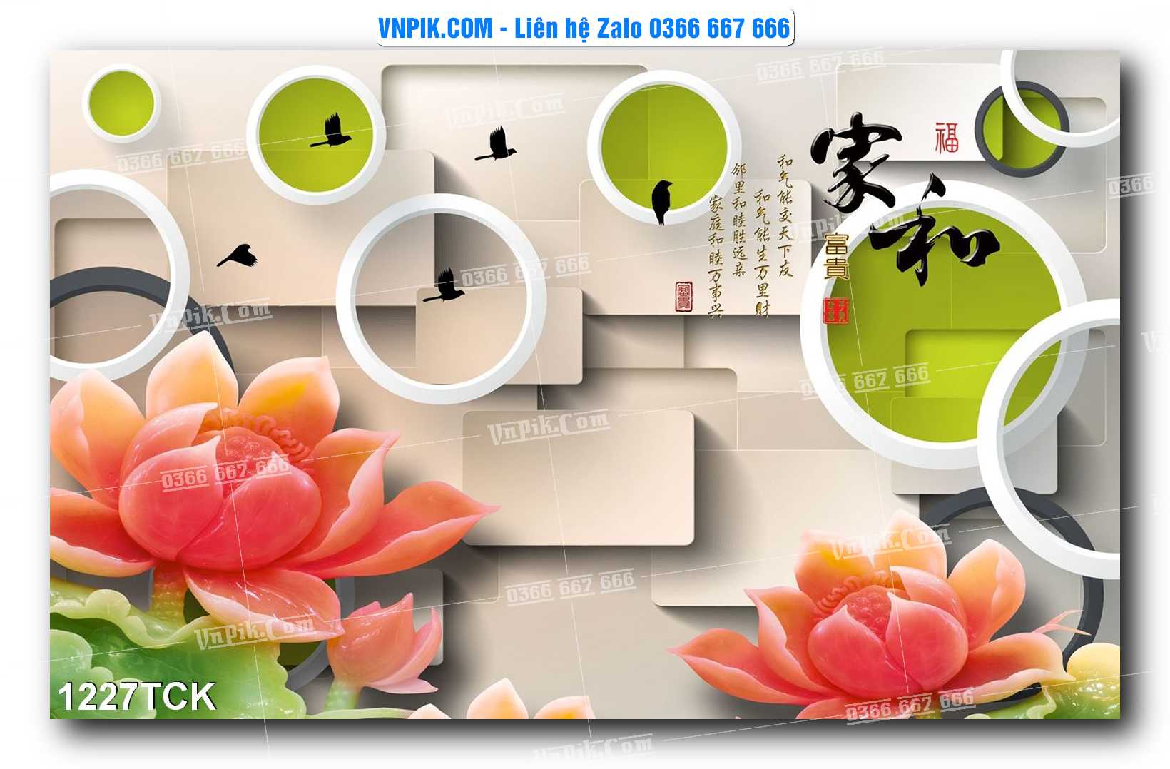 Tranh Hoa Sen – Cá Koi – Cá Chép 1227TCK