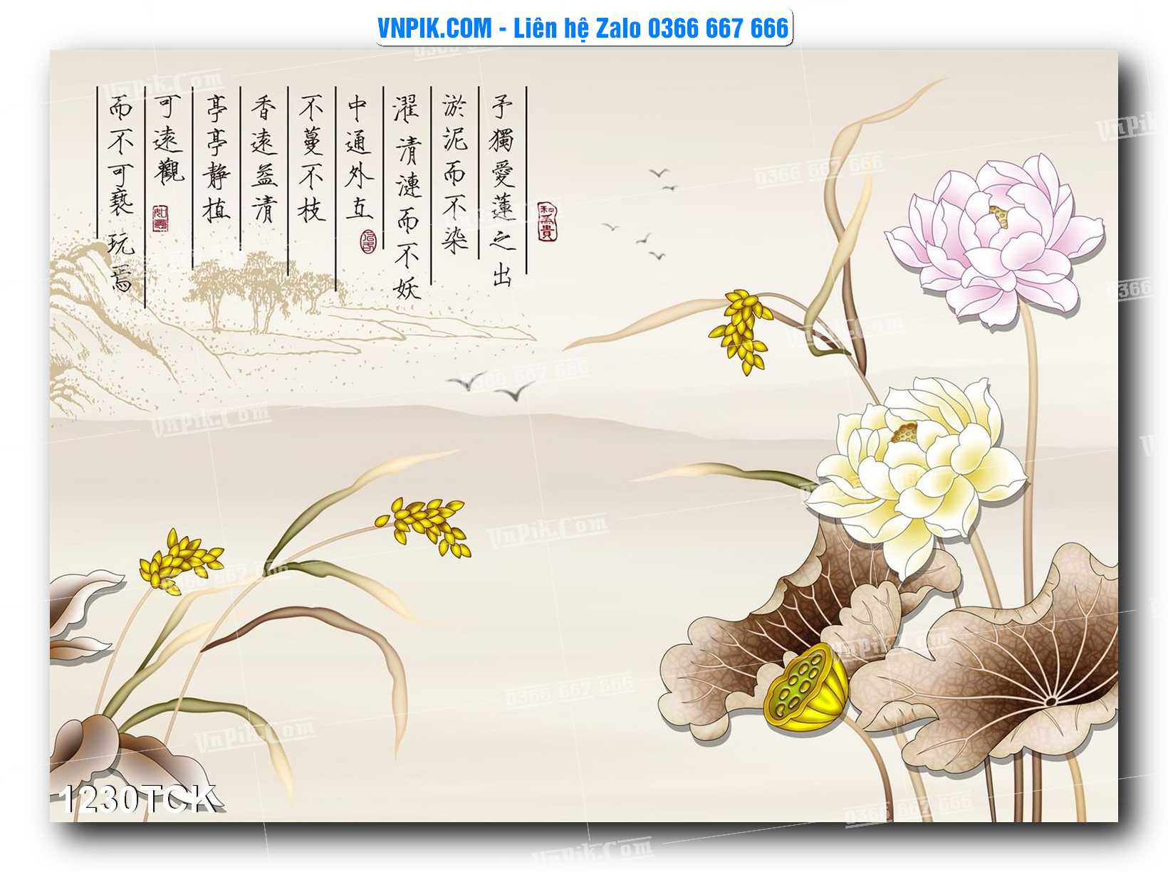 Tranh Hoa Sen – Cá Koi – Cá Chép 1230TCK
