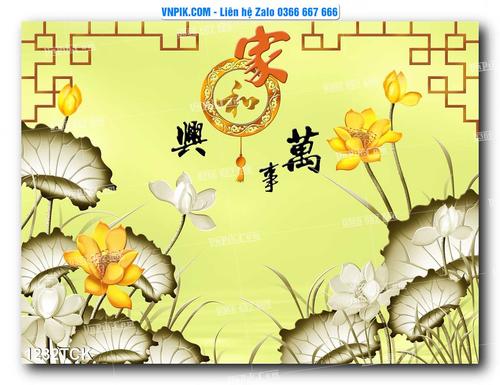 Tranh Hoa Sen – Cá Koi – Cá Chép 1232TCK