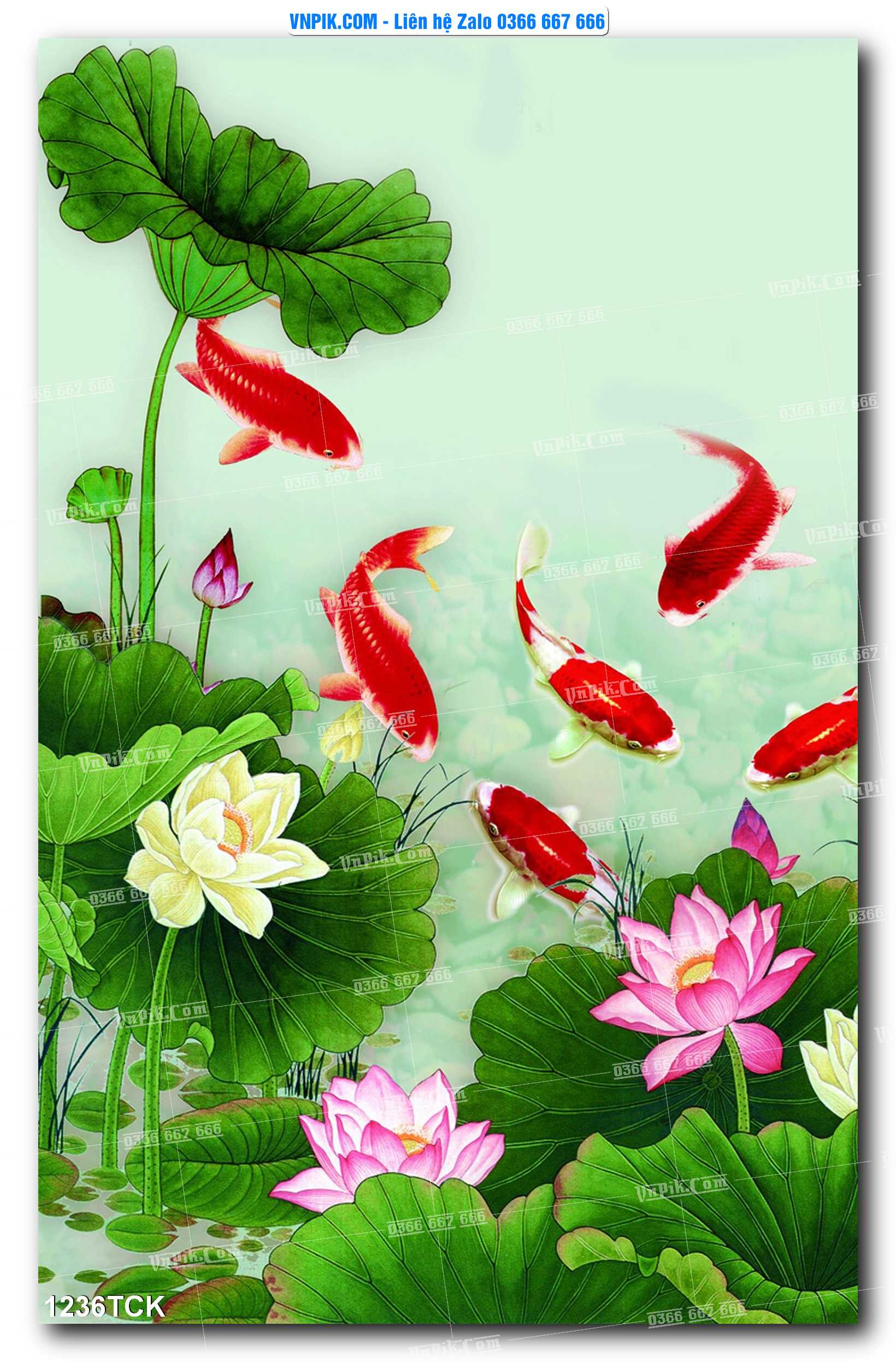 Tranh Hoa Sen – Cá Koi – Cá Chép 1236TCK