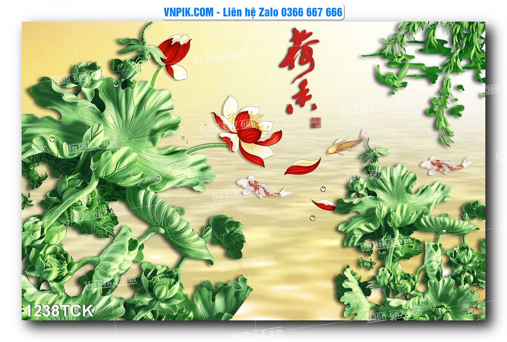 Tranh Hoa Sen – Cá Koi – Cá Chép 1238TCK