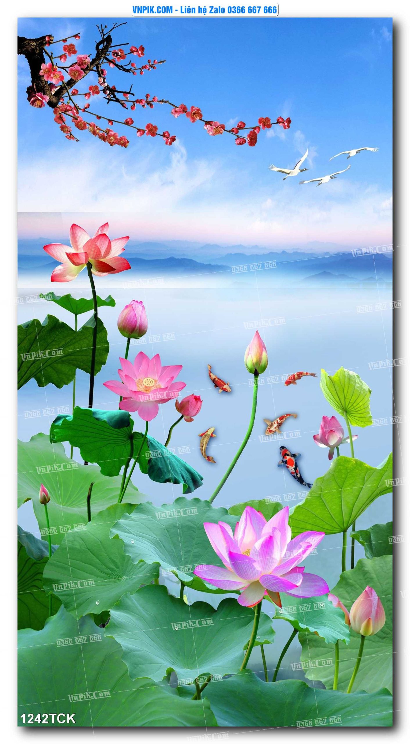 Tranh Hoa Sen – Cá Koi – Cá Chép 1242TCK