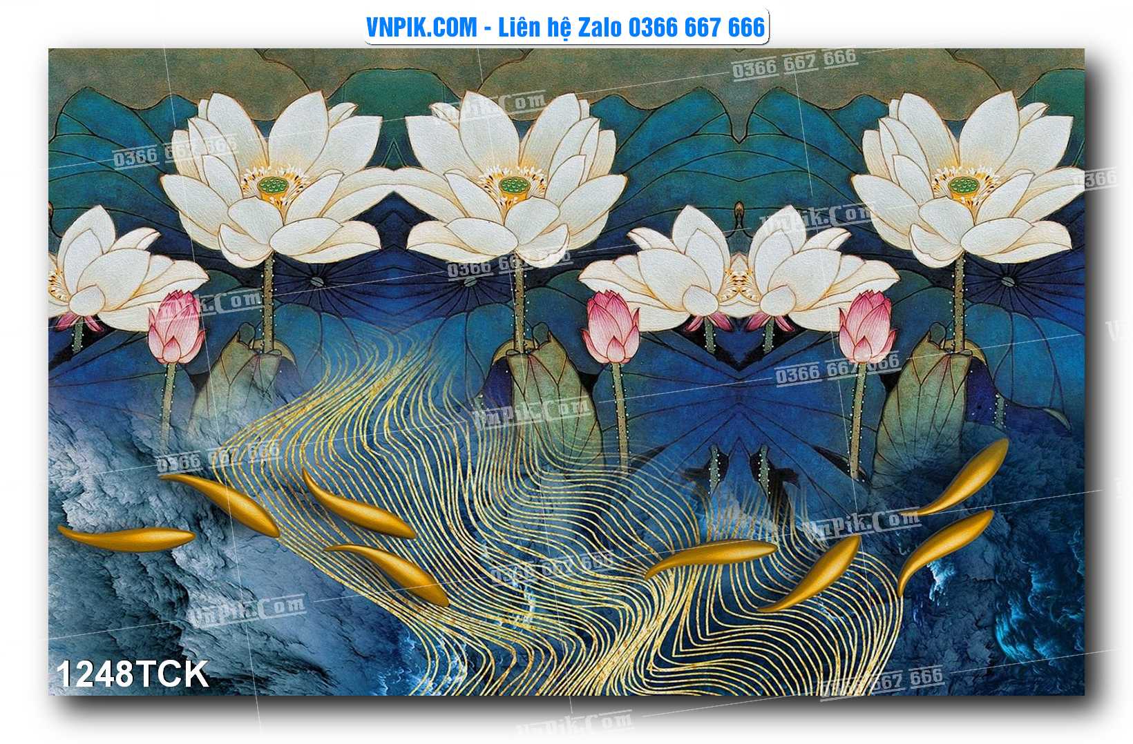 Tranh Hoa Sen – Cá Koi – Cá Chép 1248TCK