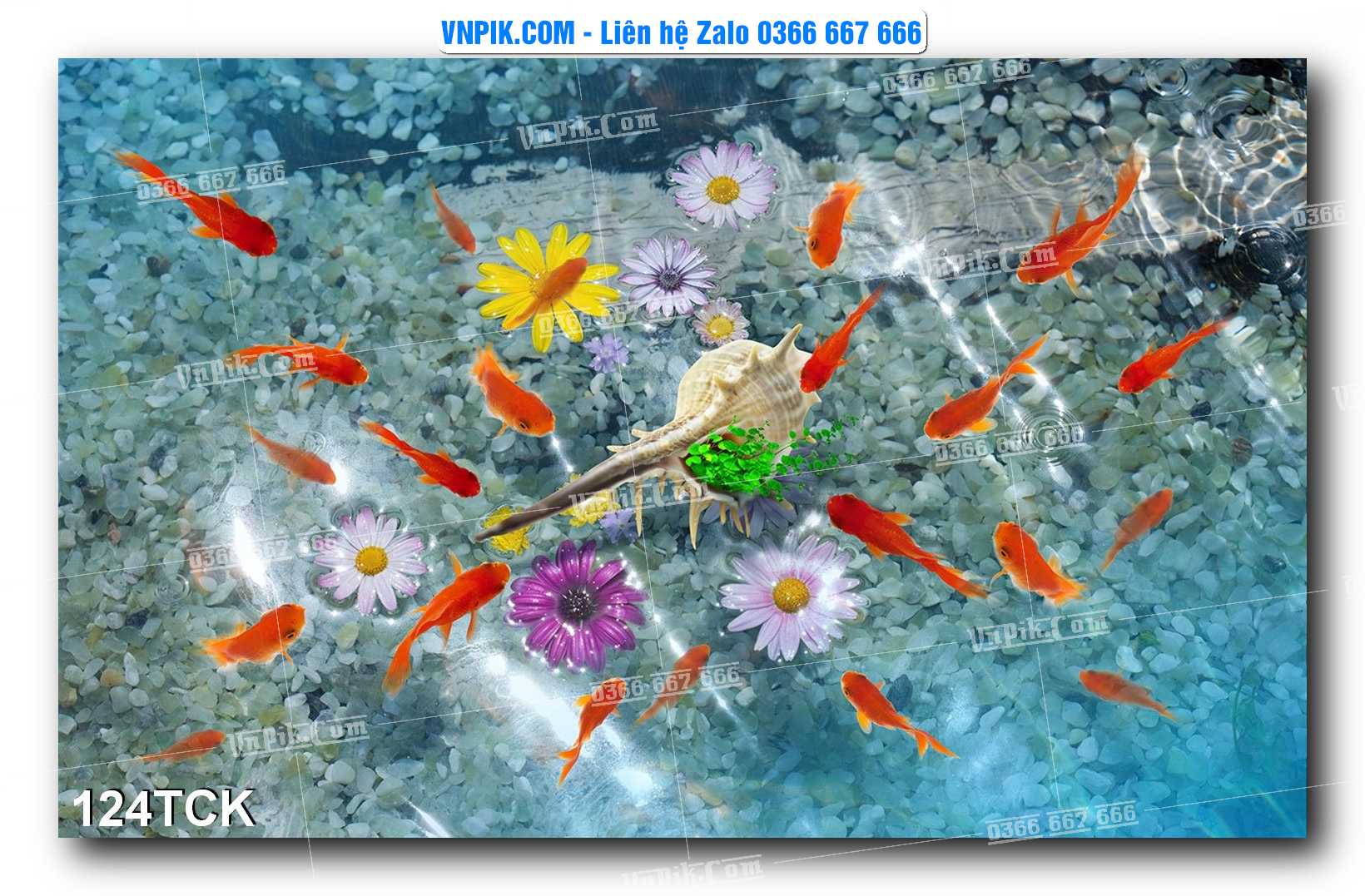 Tranh Hoa Sen – Cá Koi – Cá Chép  124TCK