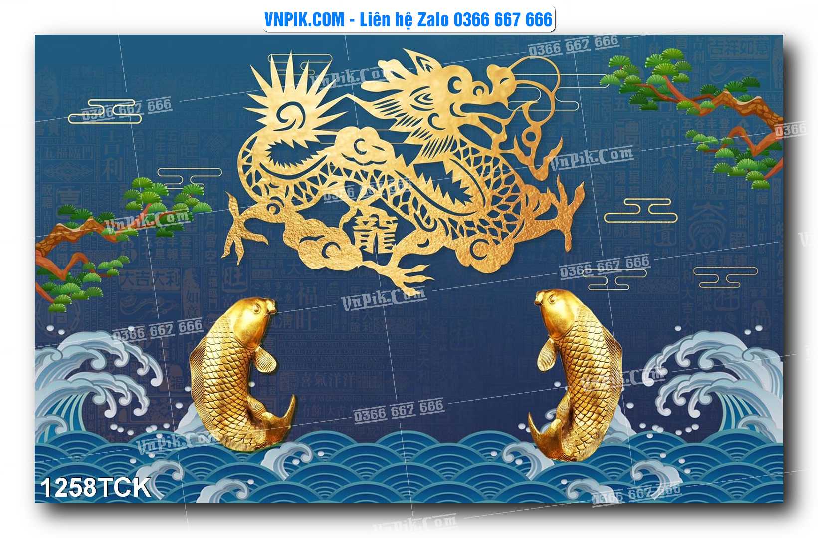 Tranh Hoa Sen – Cá Koi – Cá Chép 1258TCK