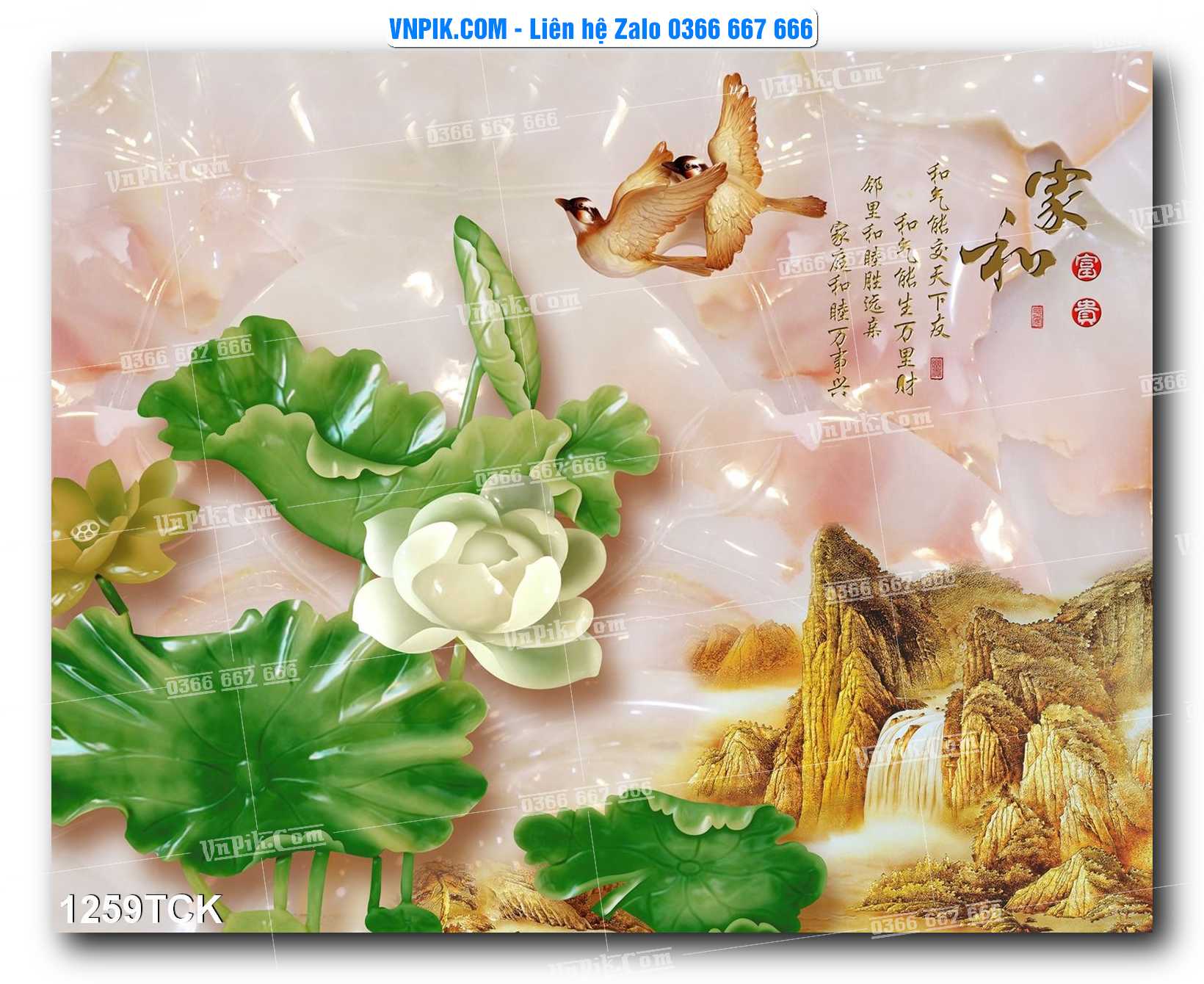 Tranh Hoa Sen – Cá Koi – Cá Chép 1259TCK