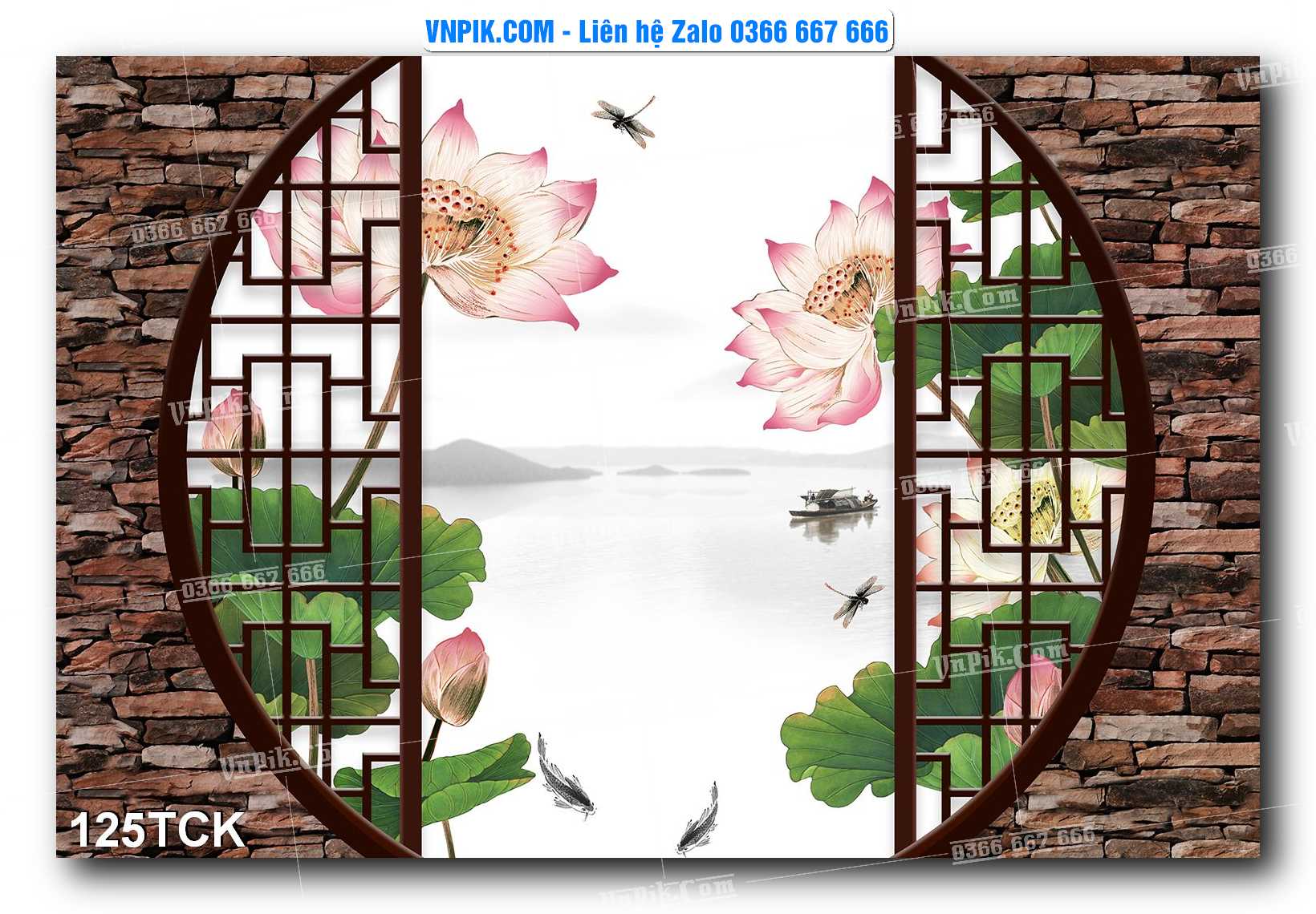 Tranh Hoa Sen – Cá Koi – Cá Chép  125TCK