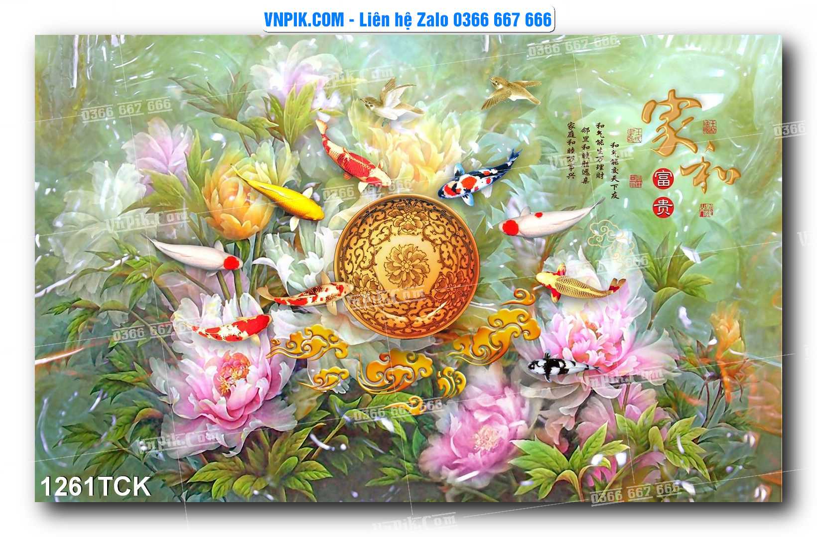 Tranh Hoa Sen – Cá Koi – Cá Chép 1261TCK
