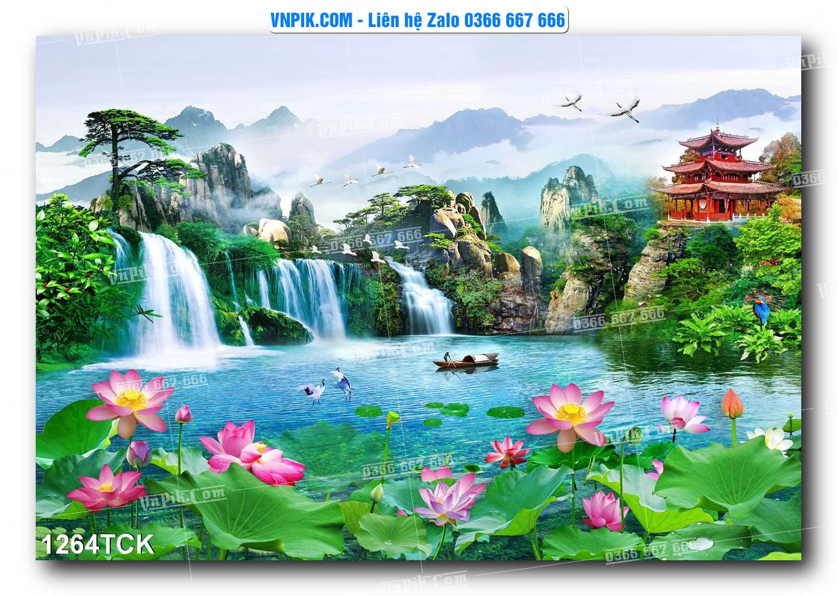 Tranh Hoa Sen – Cá Koi – Cá Chép 1264TCK