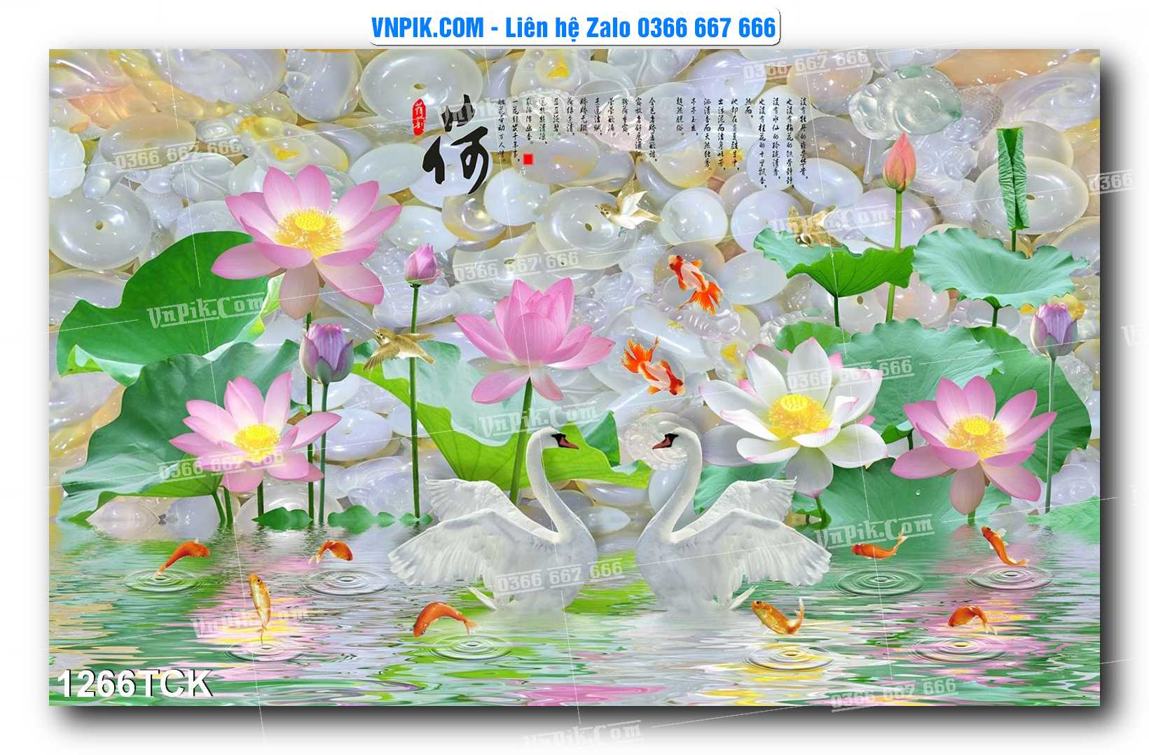 Tranh Hoa Sen – Cá Koi – Cá Chép 1266TCK