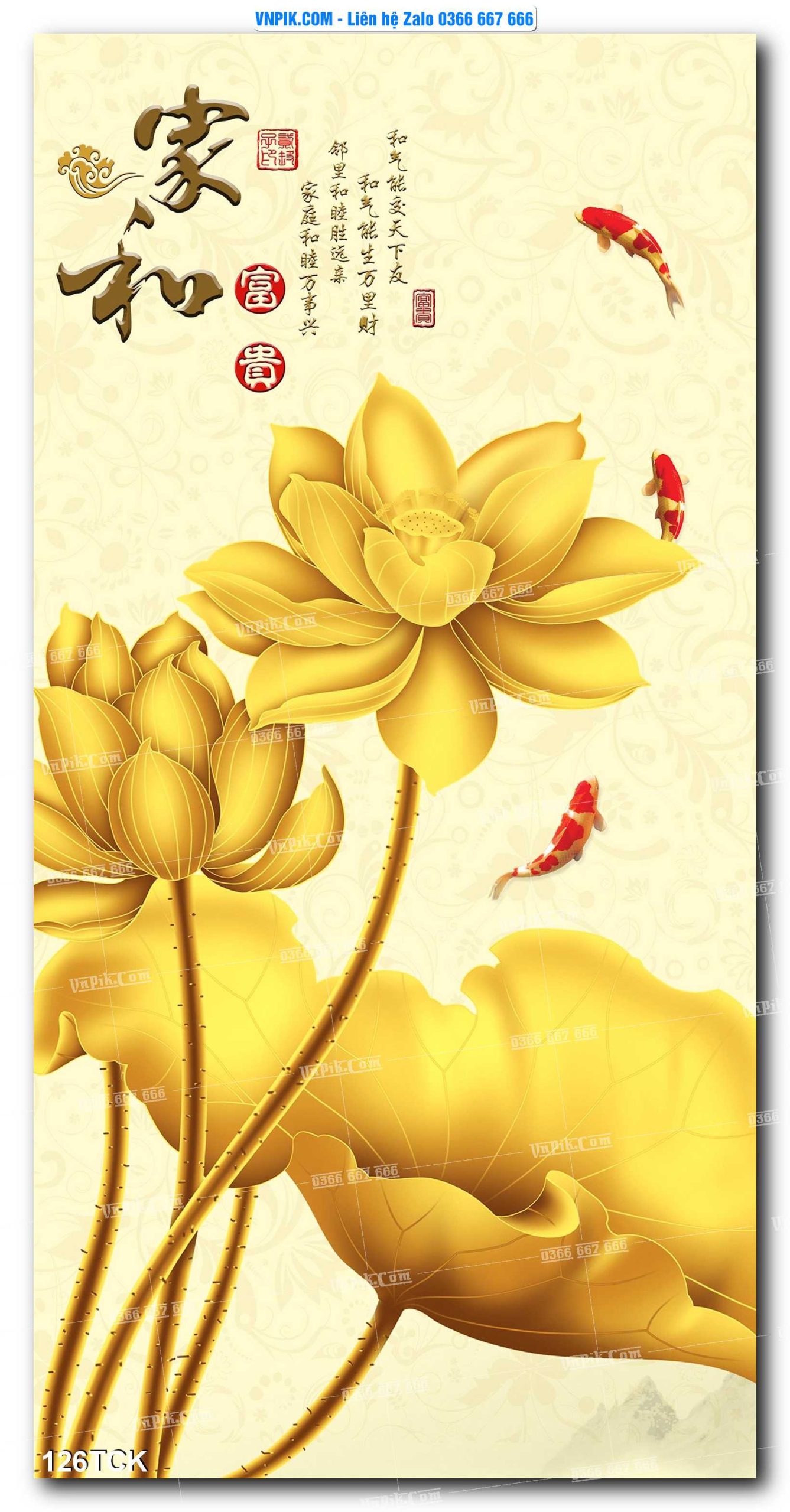 Tranh Hoa Sen – Cá Koi – Cá Chép  126TCK