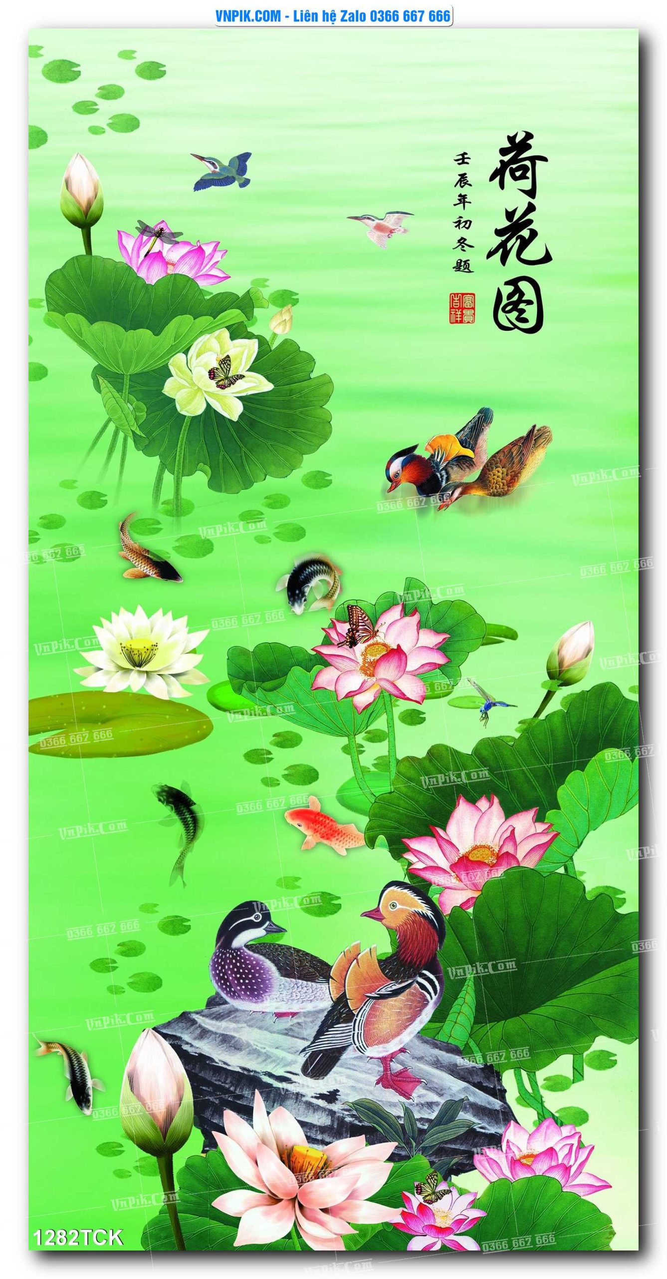 Tranh Hoa Sen – Cá Koi – Cá Chép 1282TCK