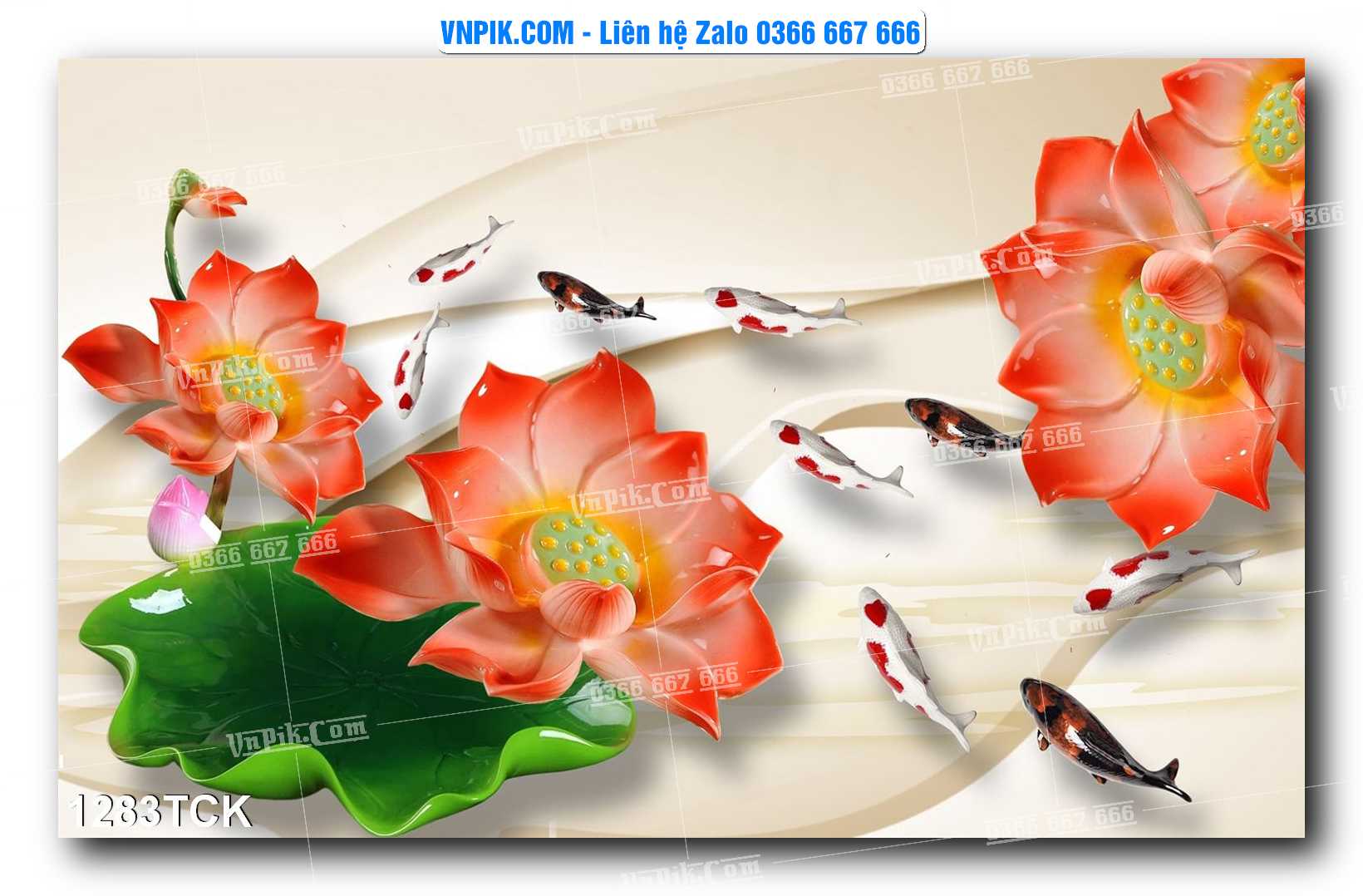 Tranh Hoa Sen – Cá Koi – Cá Chép 1283TCK