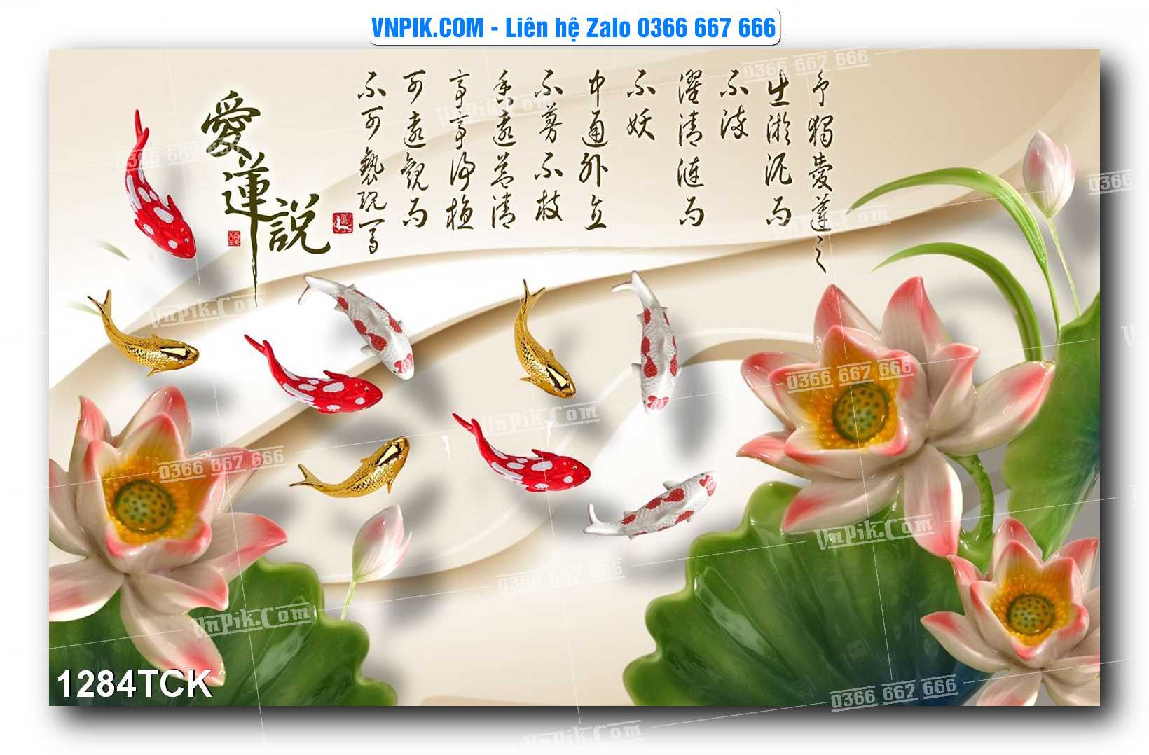 Tranh Hoa Sen – Cá Koi – Cá Chép 1284TCK