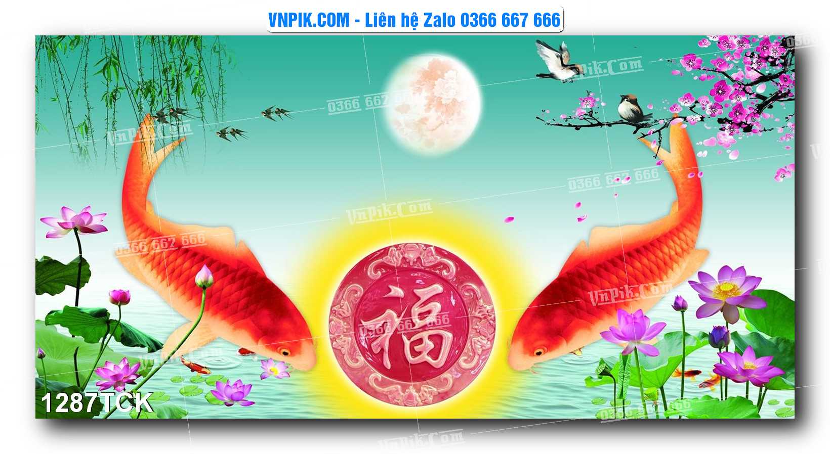 Tranh Hoa Sen – Cá Koi – Cá Chép 1287TCK