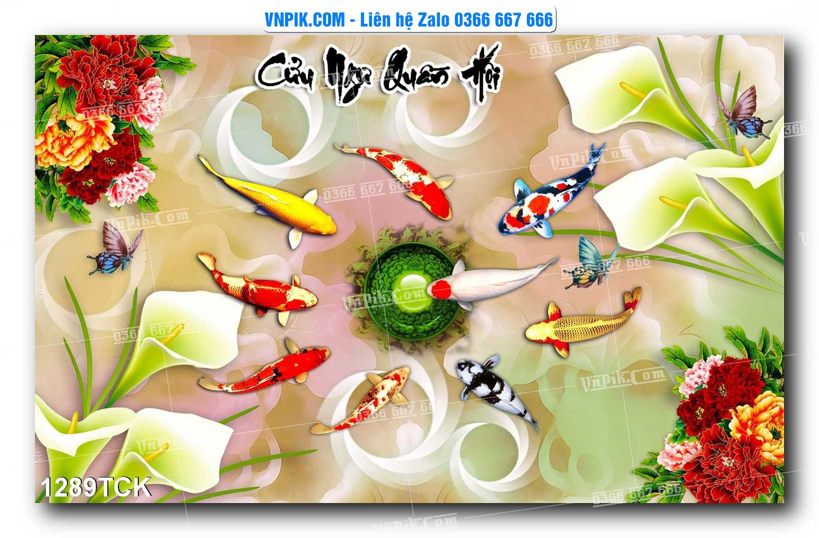 Tranh Hoa Sen – Cá Koi – Cá Chép 1289TCK