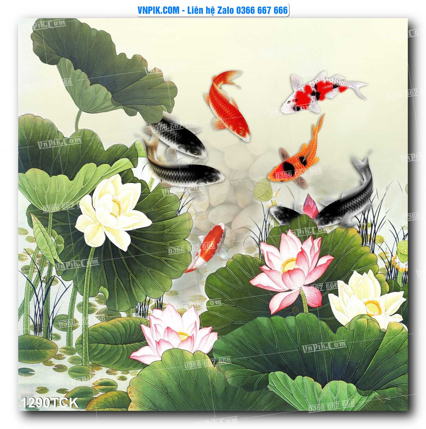 Tranh Hoa Sen – Cá Koi – Cá Chép 1290TCK