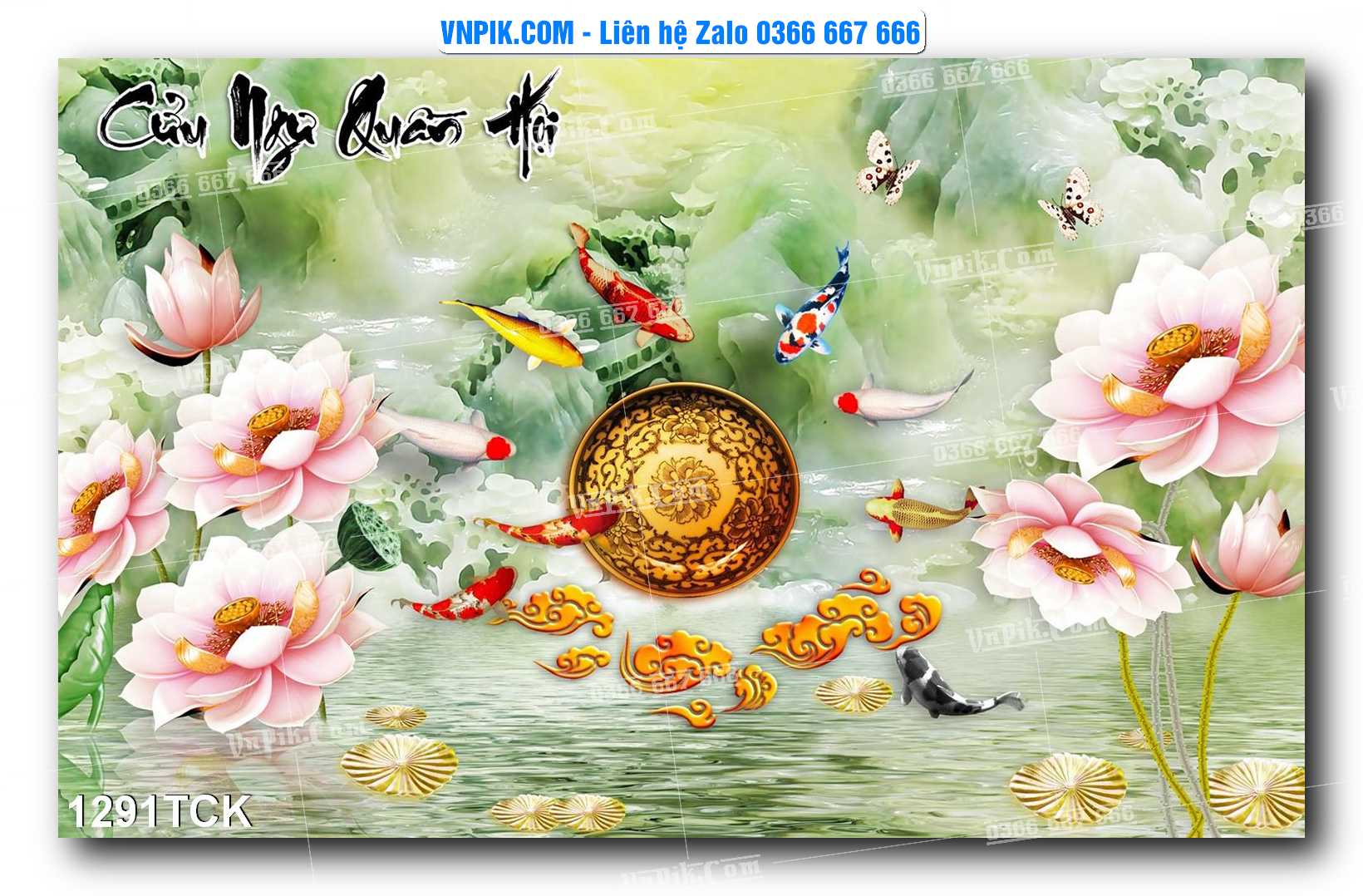 Tranh Hoa Sen – Cá Koi – Cá Chép 1291TCK
