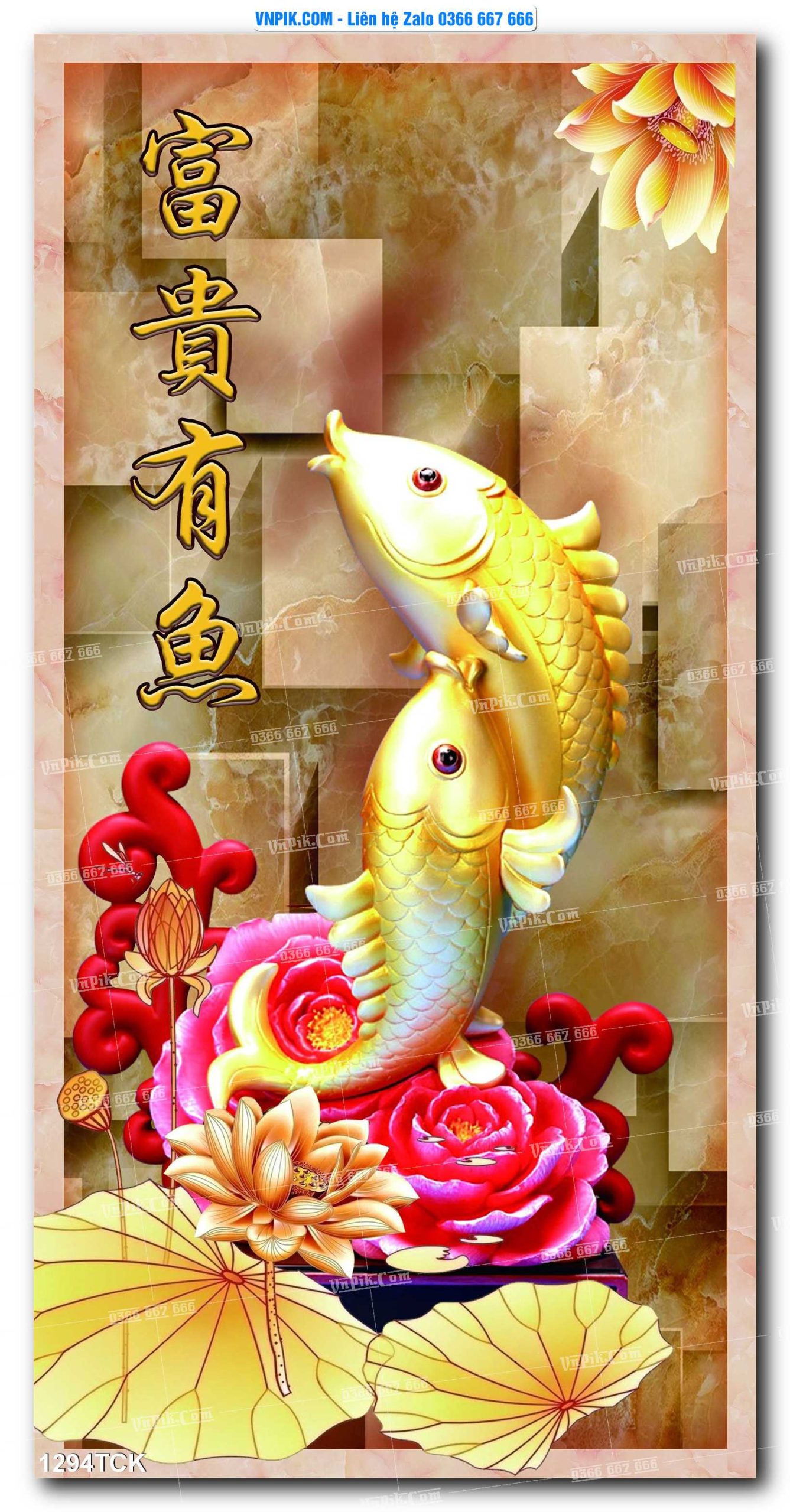 Tranh Hoa Sen – Cá Koi – Cá Chép 1294TCK