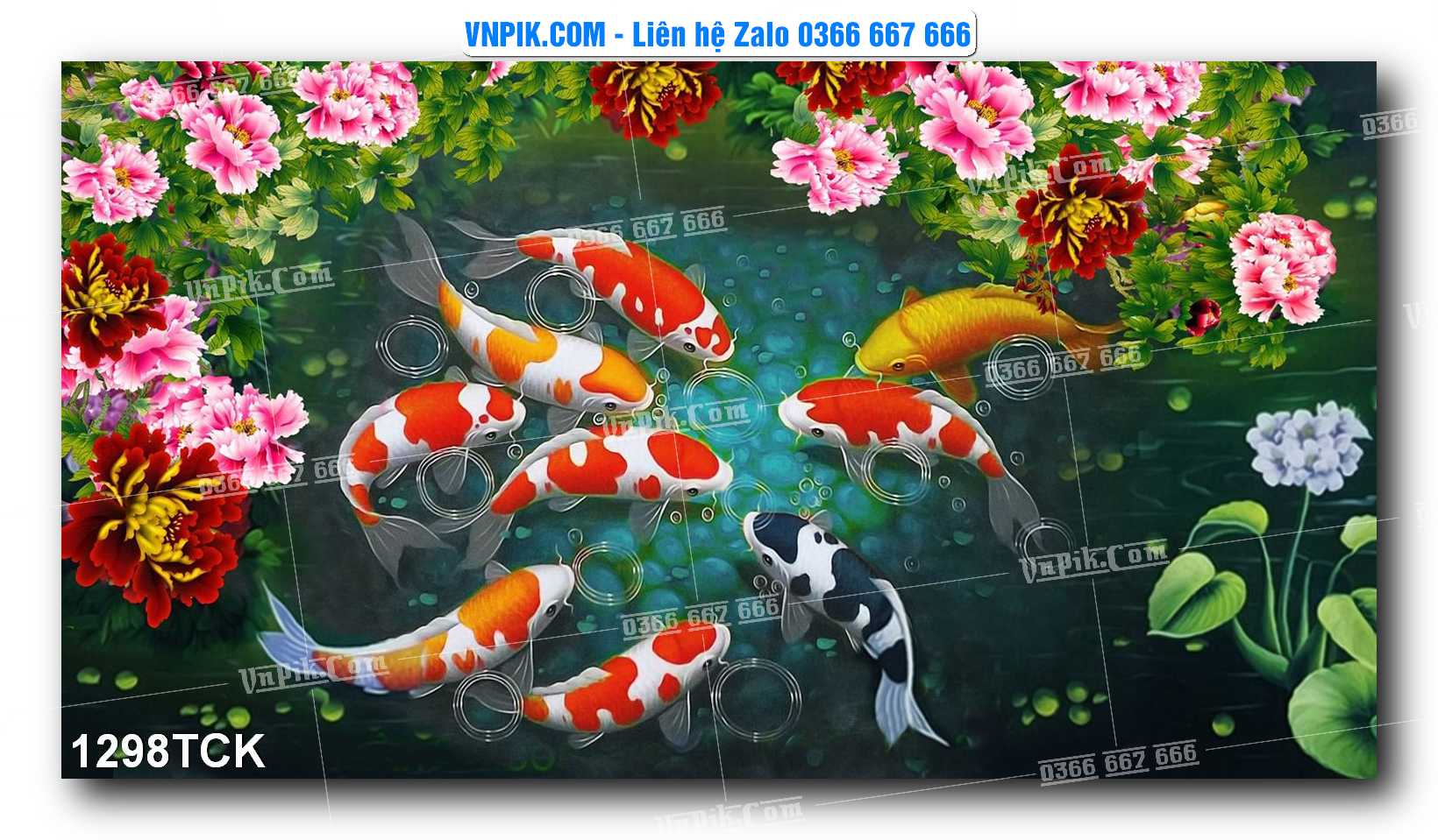 Tranh Hoa Sen – Cá Koi – Cá Chép 1298TCK