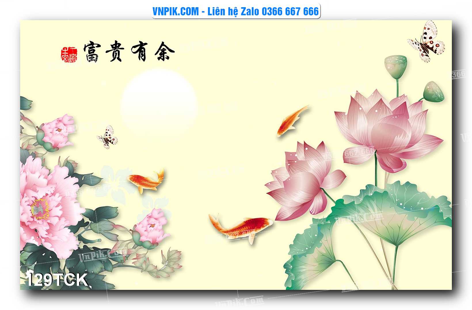 Tranh Hoa Sen – Cá Koi – Cá Chép  129TCK