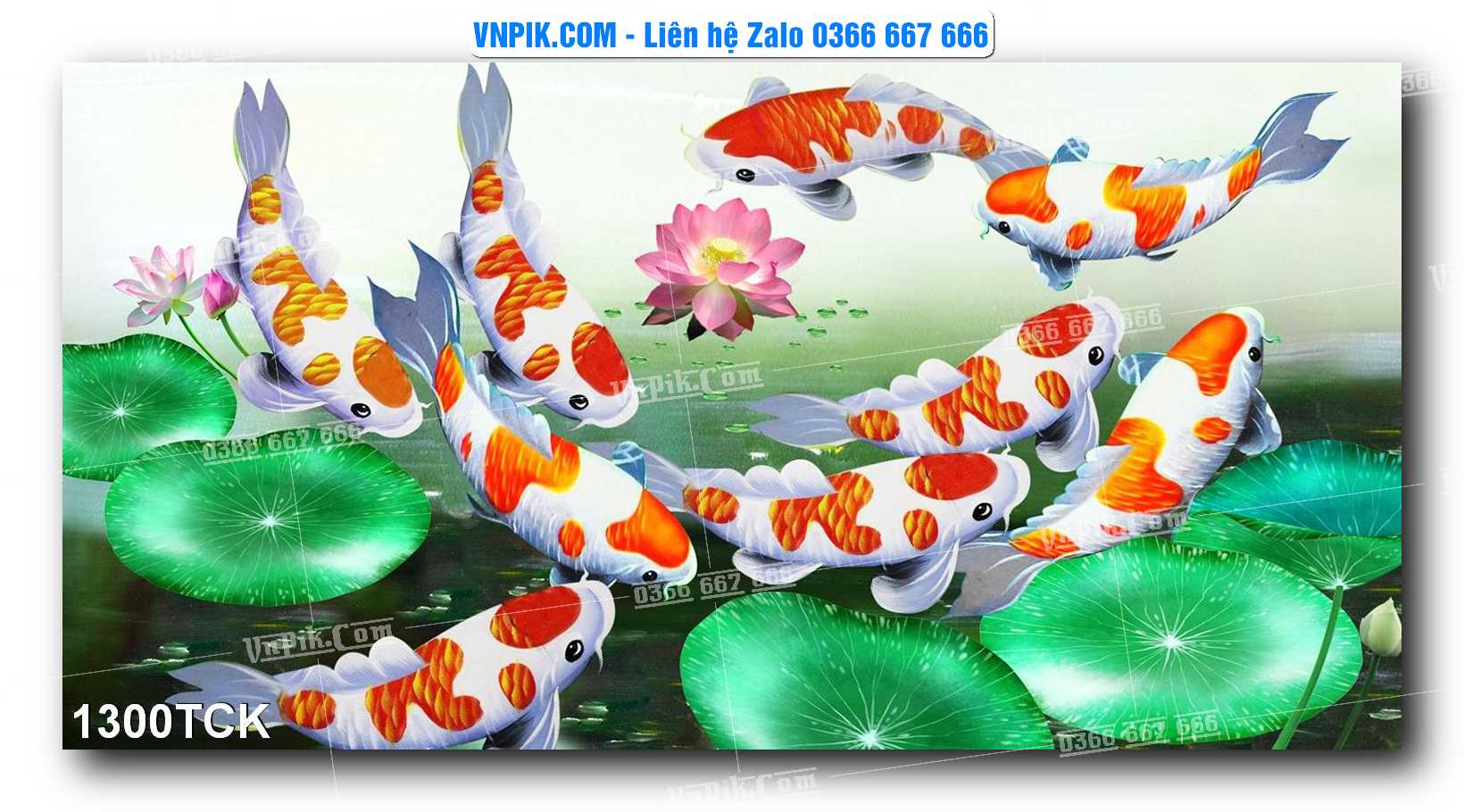 Tranh Hoa Sen – Cá Koi – Cá Chép 1300TCK