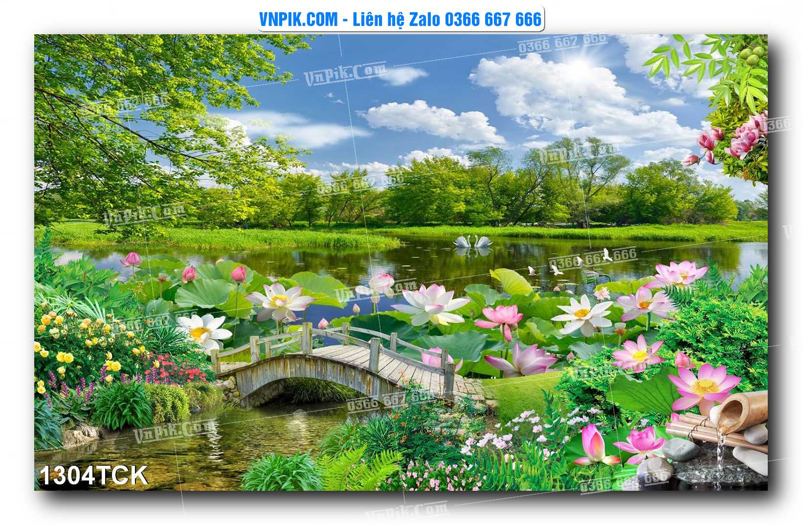 Tranh Hoa Sen – Cá Koi – Cá Chép 1304TCK