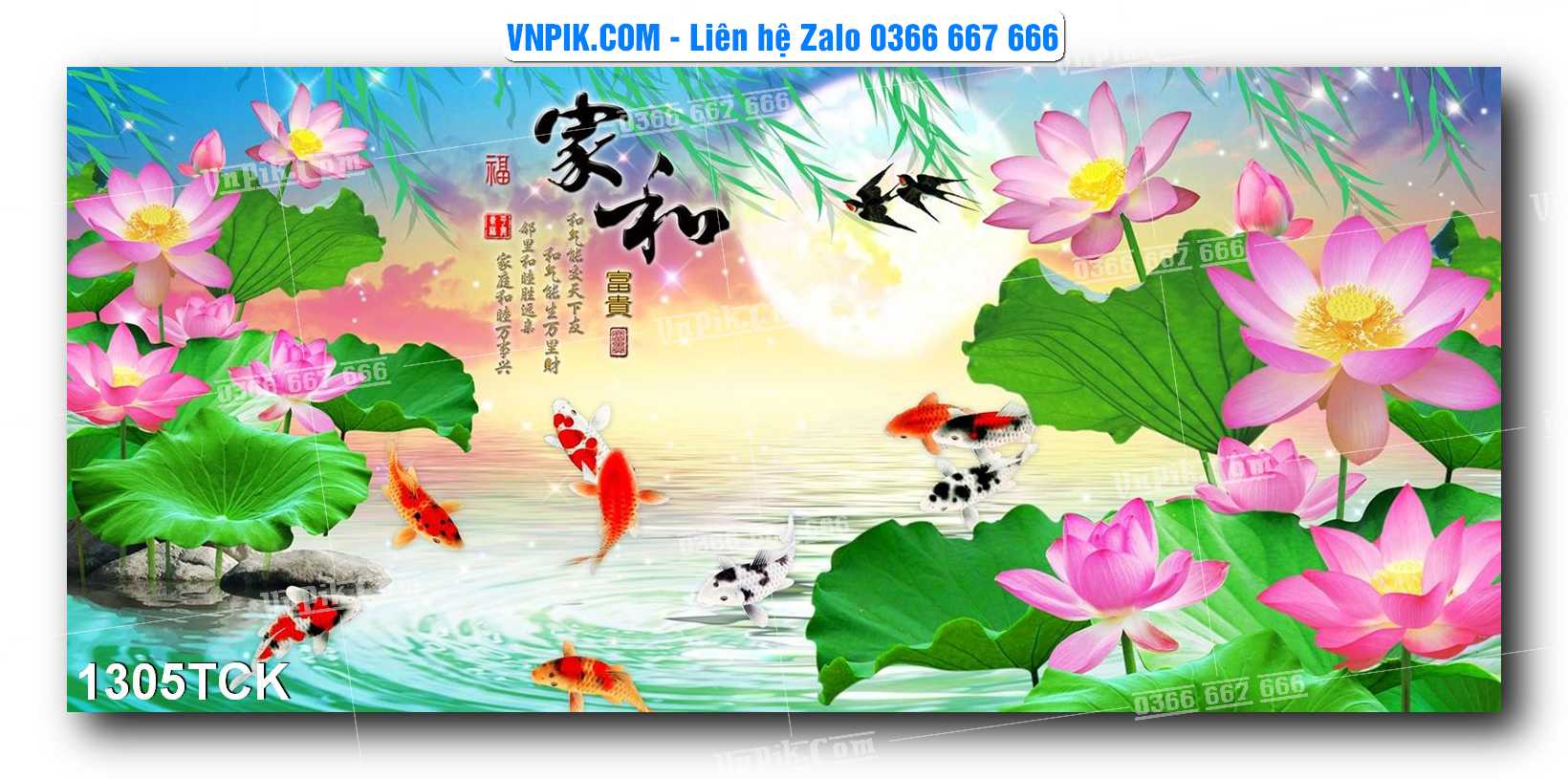 Tranh Hoa Sen – Cá Koi – Cá Chép 1305TCK