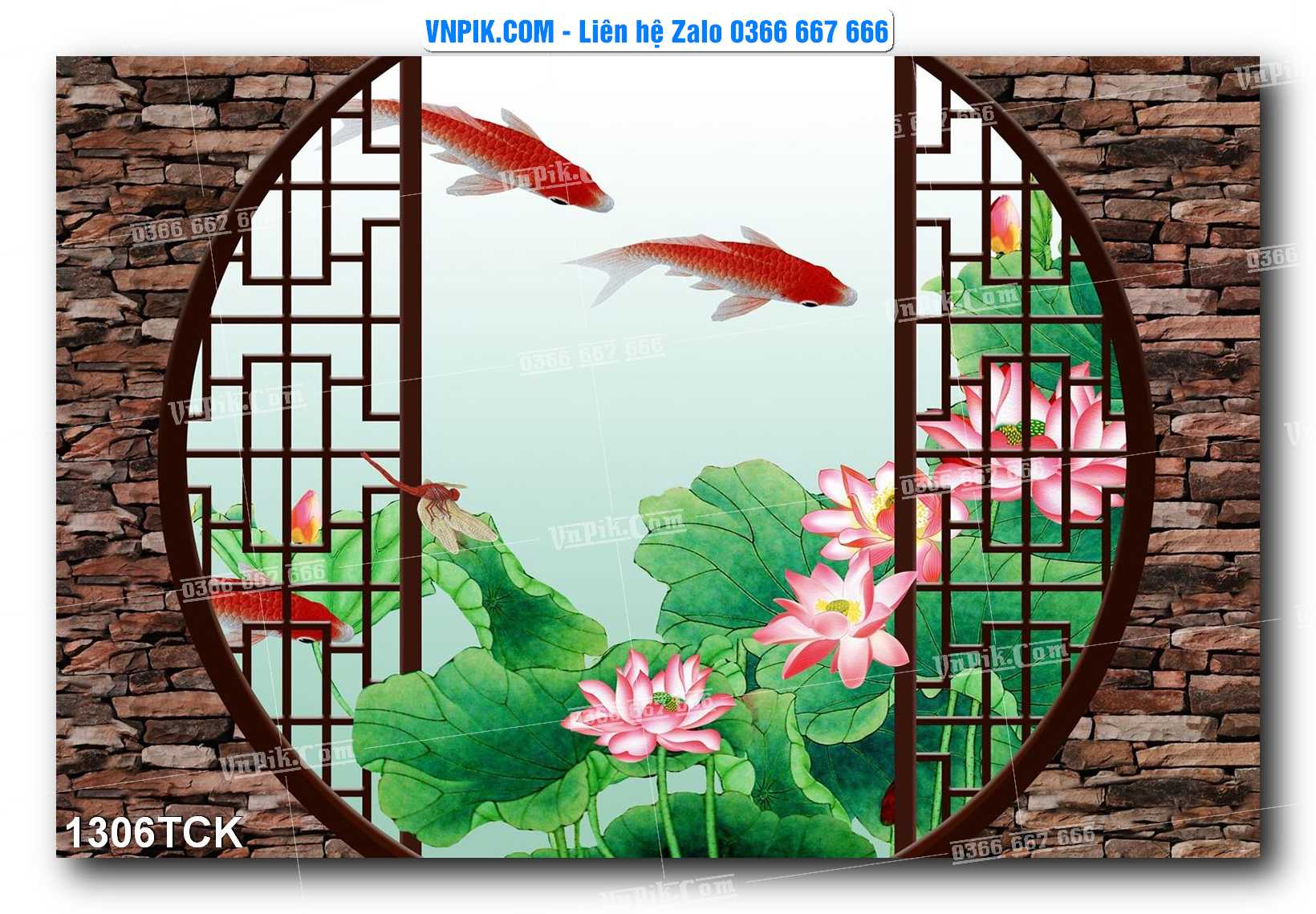 Tranh Hoa Sen – Cá Koi – Cá Chép 1306TCK