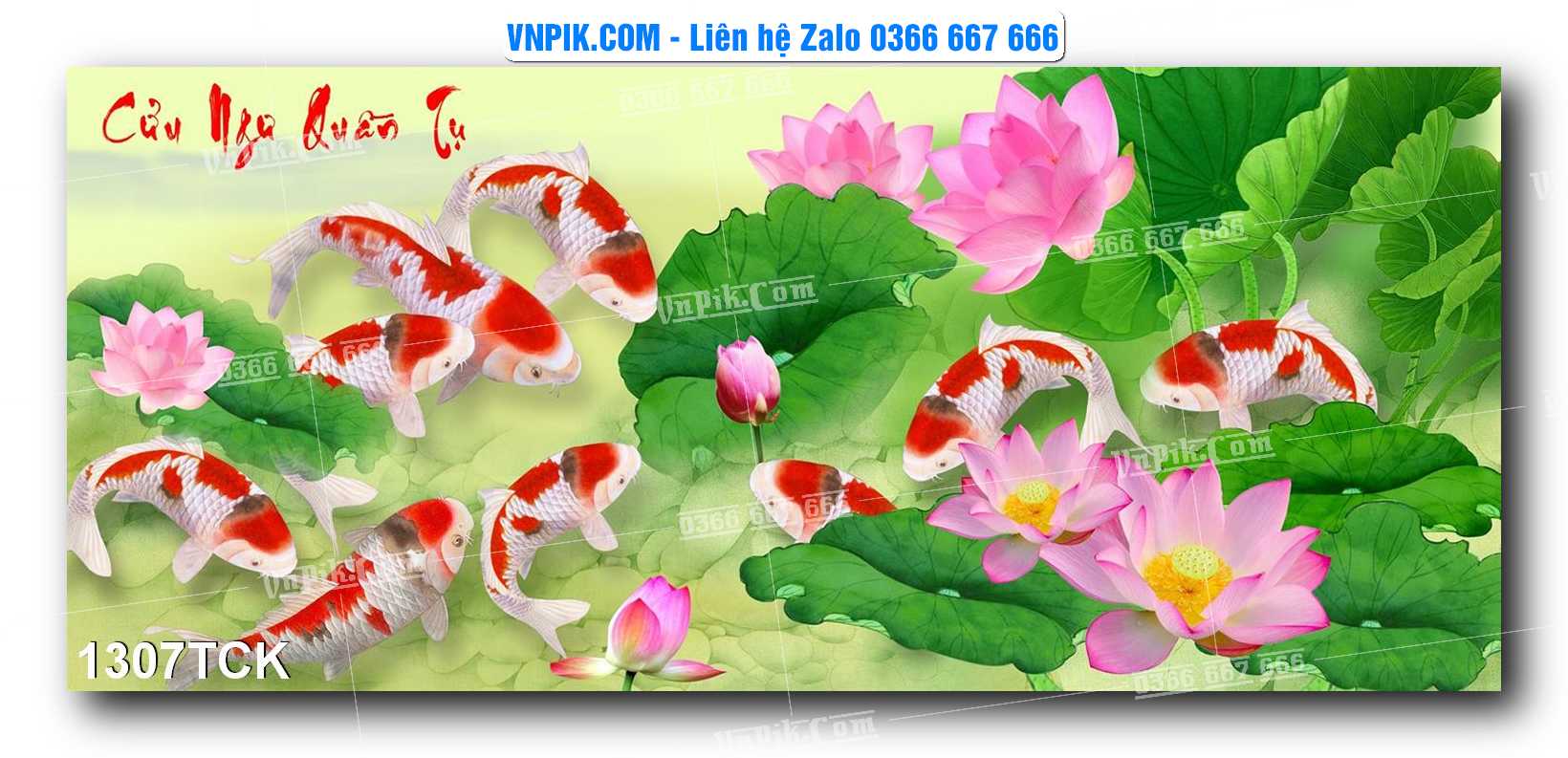 Tranh Hoa Sen – Cá Koi – Cá Chép 1307TCK