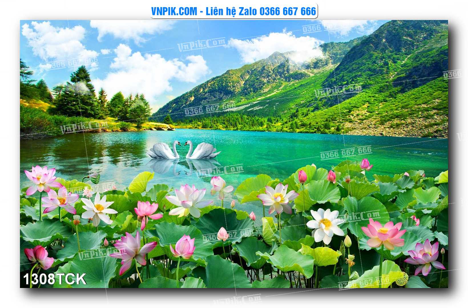 Tranh Hoa Sen – Cá Koi – Cá Chép 1308TCK